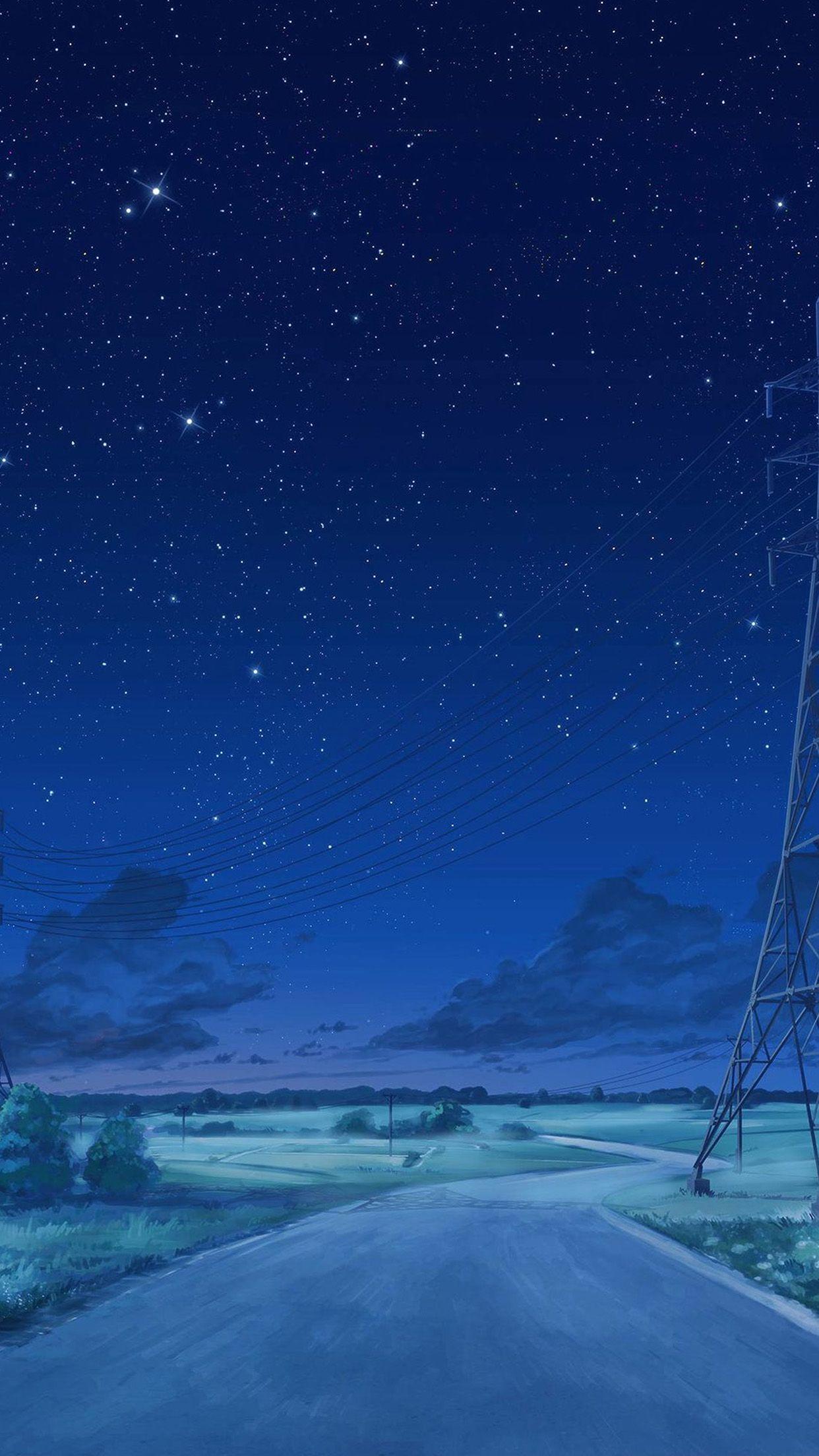 Starry Stars Night Sky Anime 4K Wallpaper iPhone HD Phone #6500f