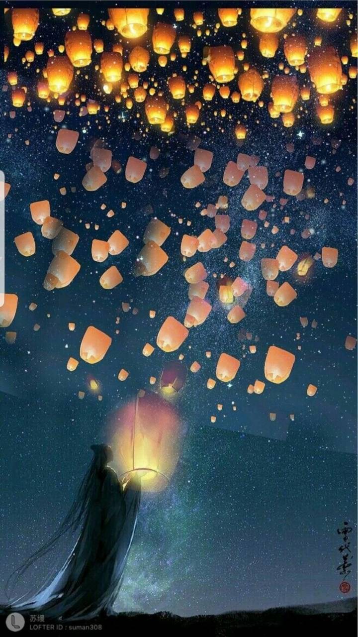 720x1280 Anime night sky wallpaper