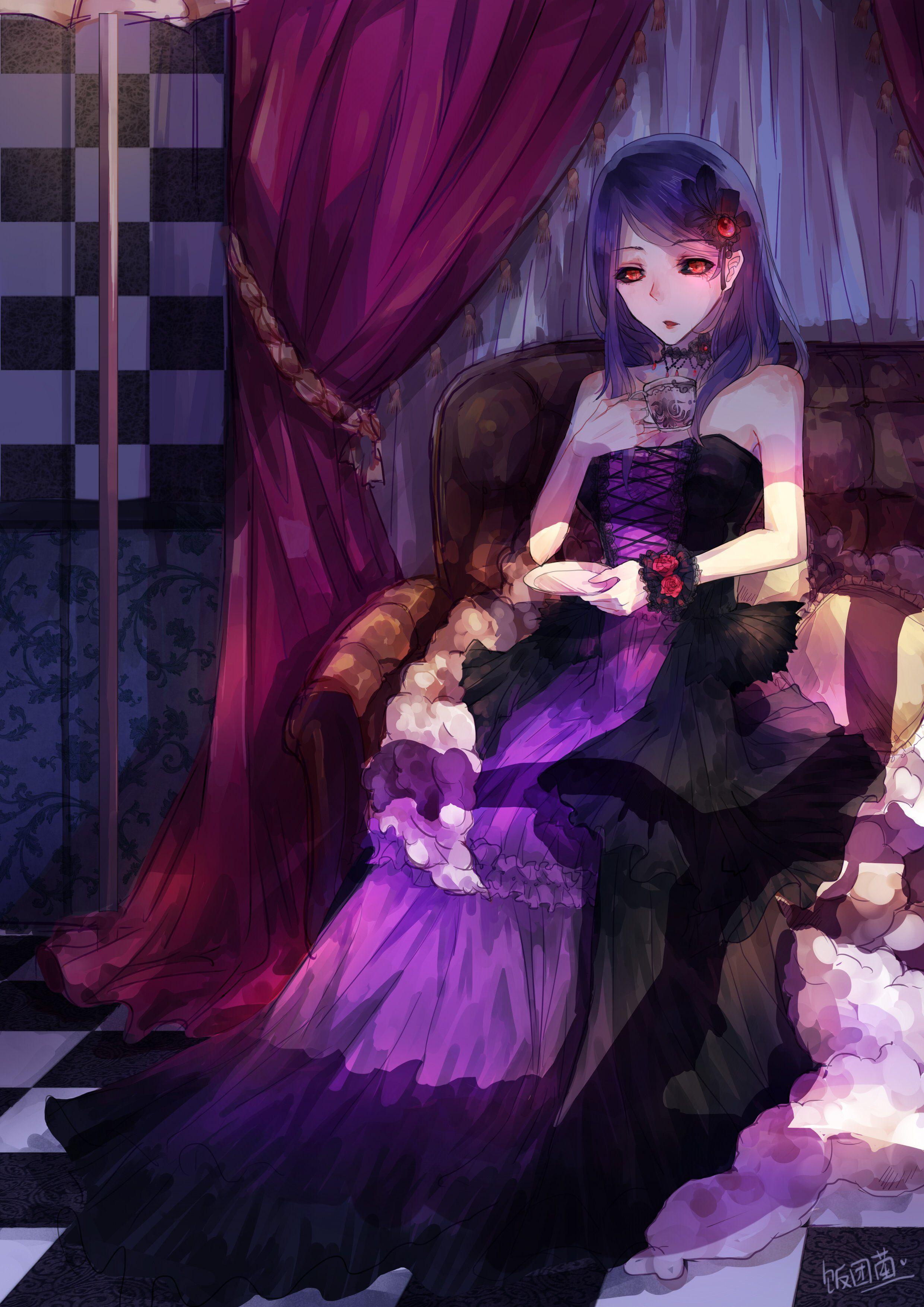 2480x3507 Tokyo Kushu Kamishiro Rize Checkered Floor Sitting On Couch Cuffs Design wallpaperx3507