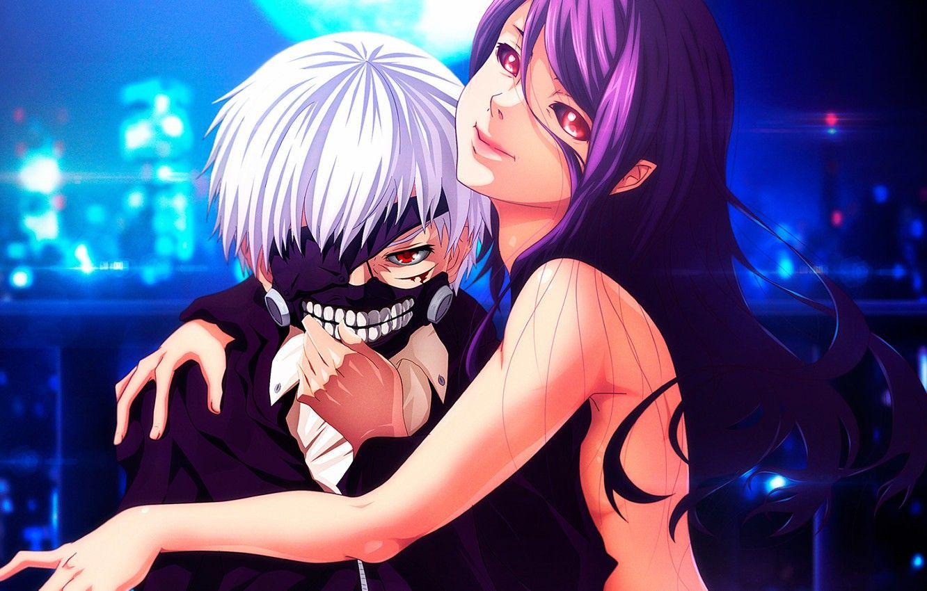 1332x850 Wallpaper girl, guy, anime, art, Tokyo ghoul, Tokyo Ghoul, Ken Kanek, Kamishiro Rize image for desktop, section сэйнэн