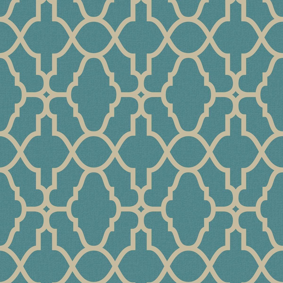 1200x1200 Casablanca Trellis Fretwork Wallpaper and Gold