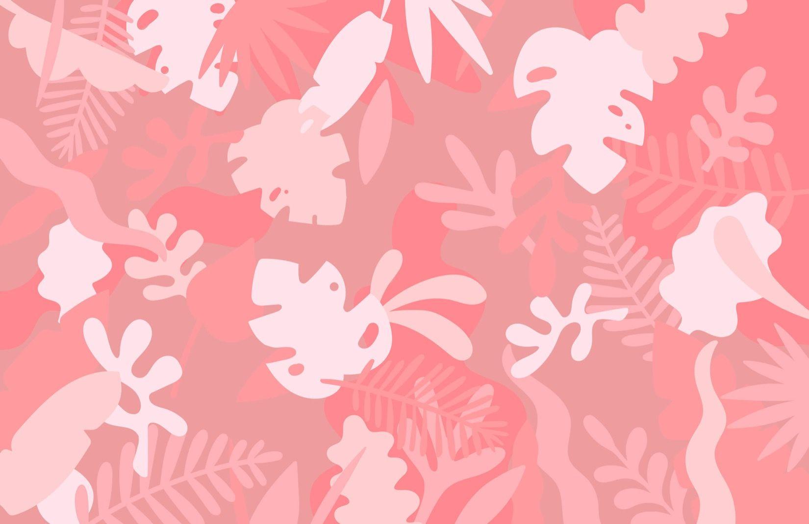 Bức tranh tường hình nền lá màu hồng nhiệt đới 1650x1070