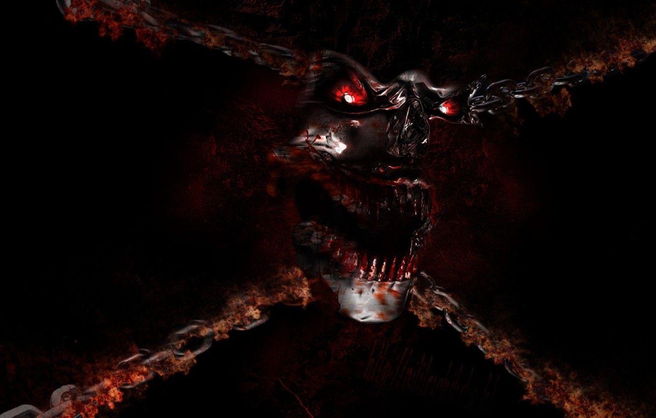 1332x850 Wallpaper demon, sake, monster, devil, fang, evil, chain, oni, bakemono image for desktop, section фантастика