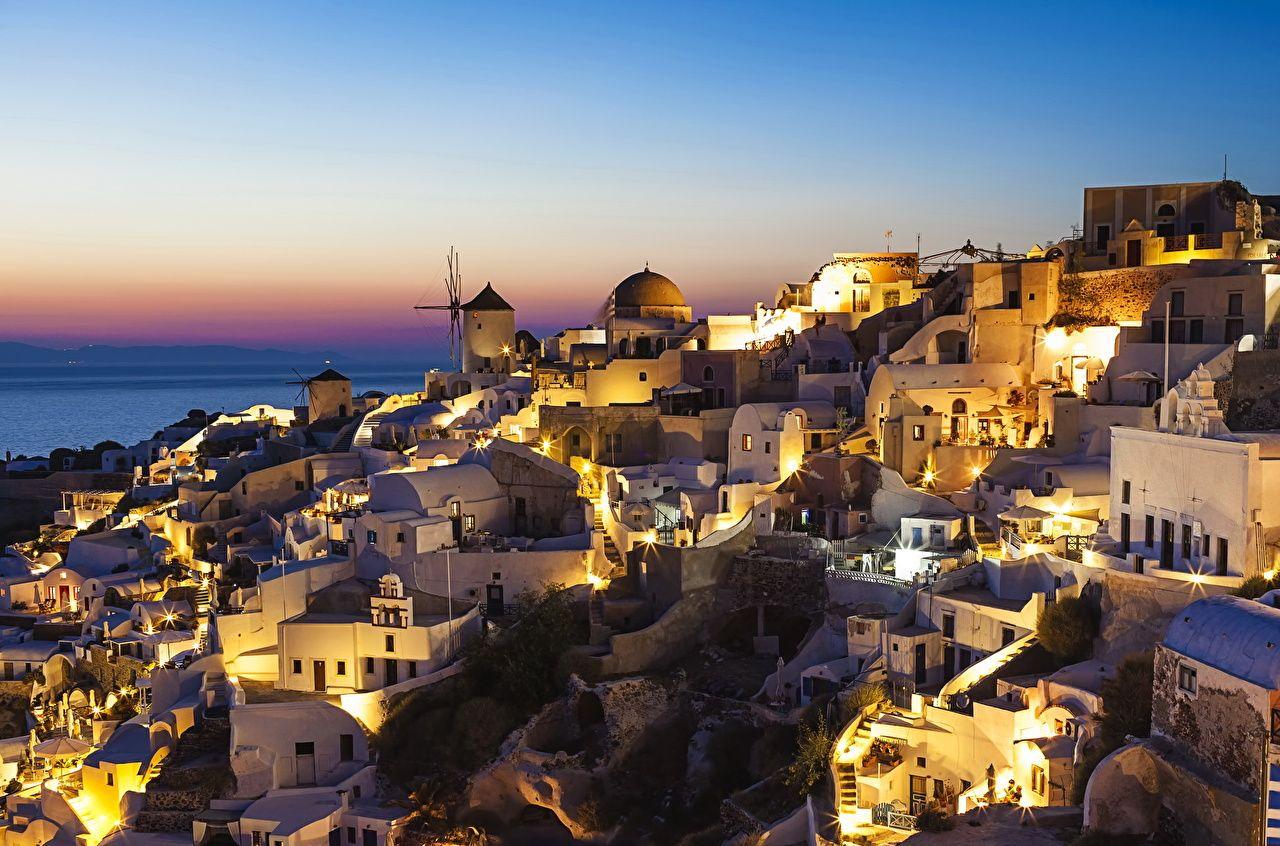 1280x846 Desktop Wallpaper Santorini Greece Night Cities Building