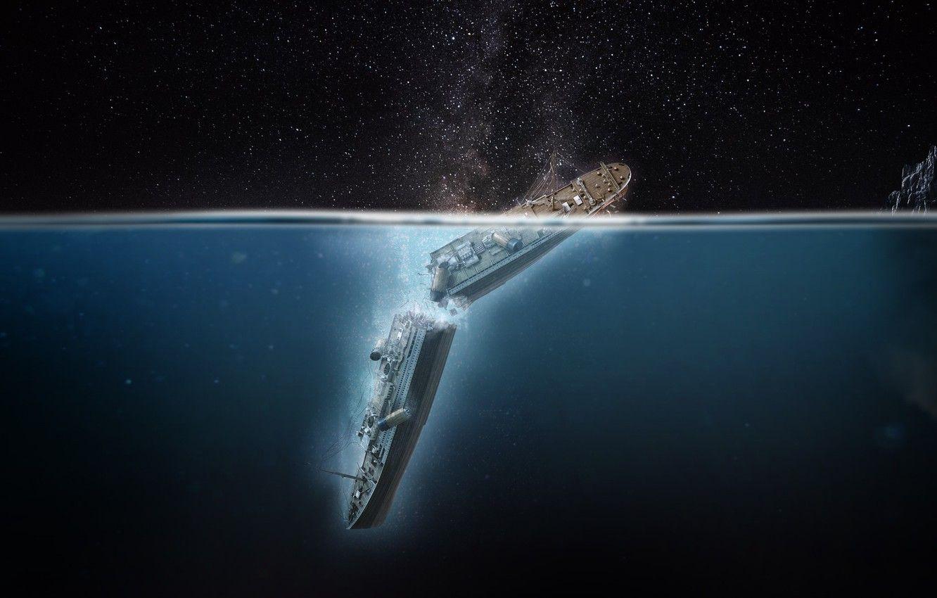 1332x850 Wallpaper wide, wallpaper, ocean, blue, night, boat, titanic, iceberg, accident, tragedy, dreampiks, white star line, rms titanic, sinking, deep ocean image for desktop, section живопись