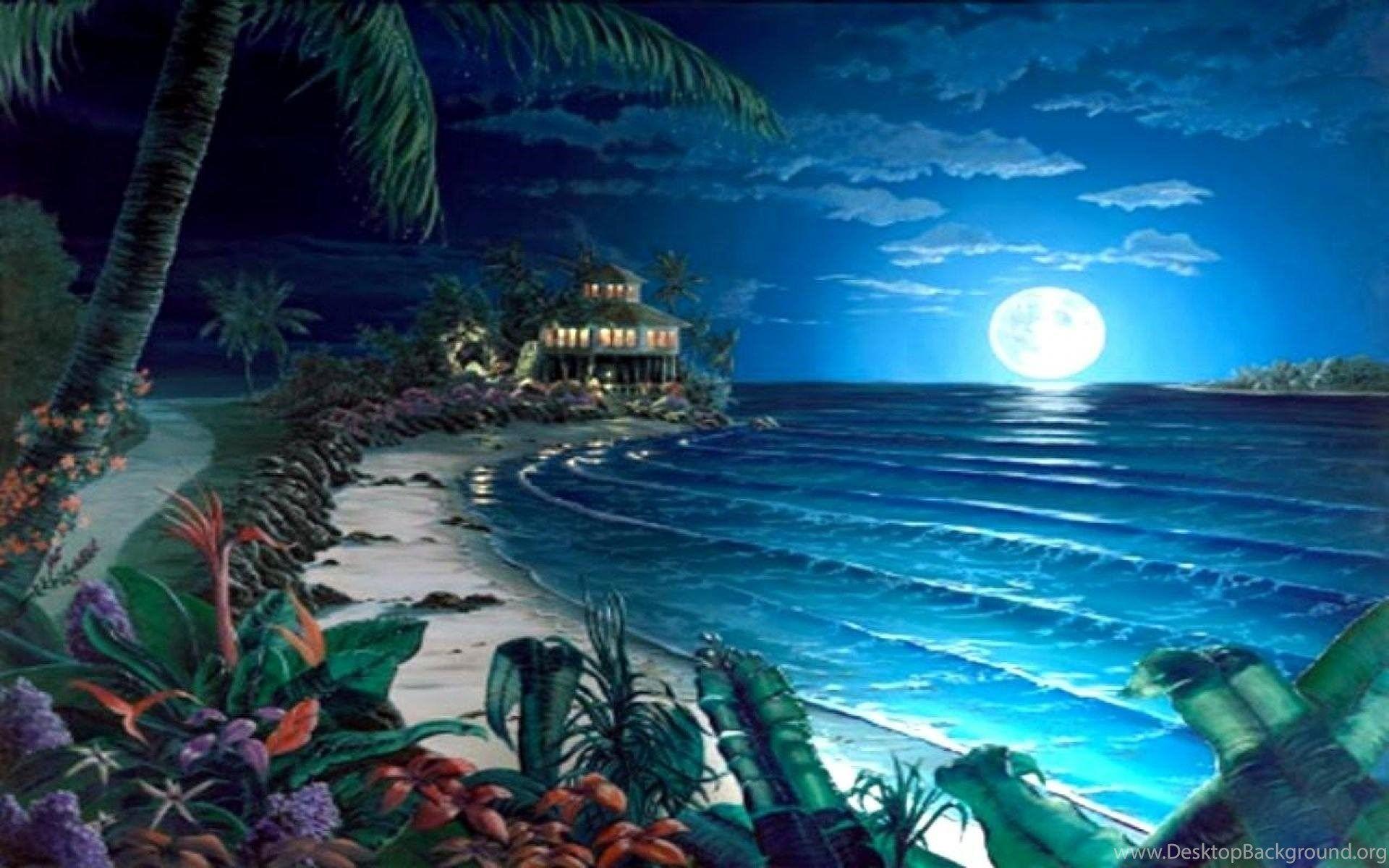 Moon Night Ocean Wallpapers - Top Free Moon Night Ocean Backgrounds ...