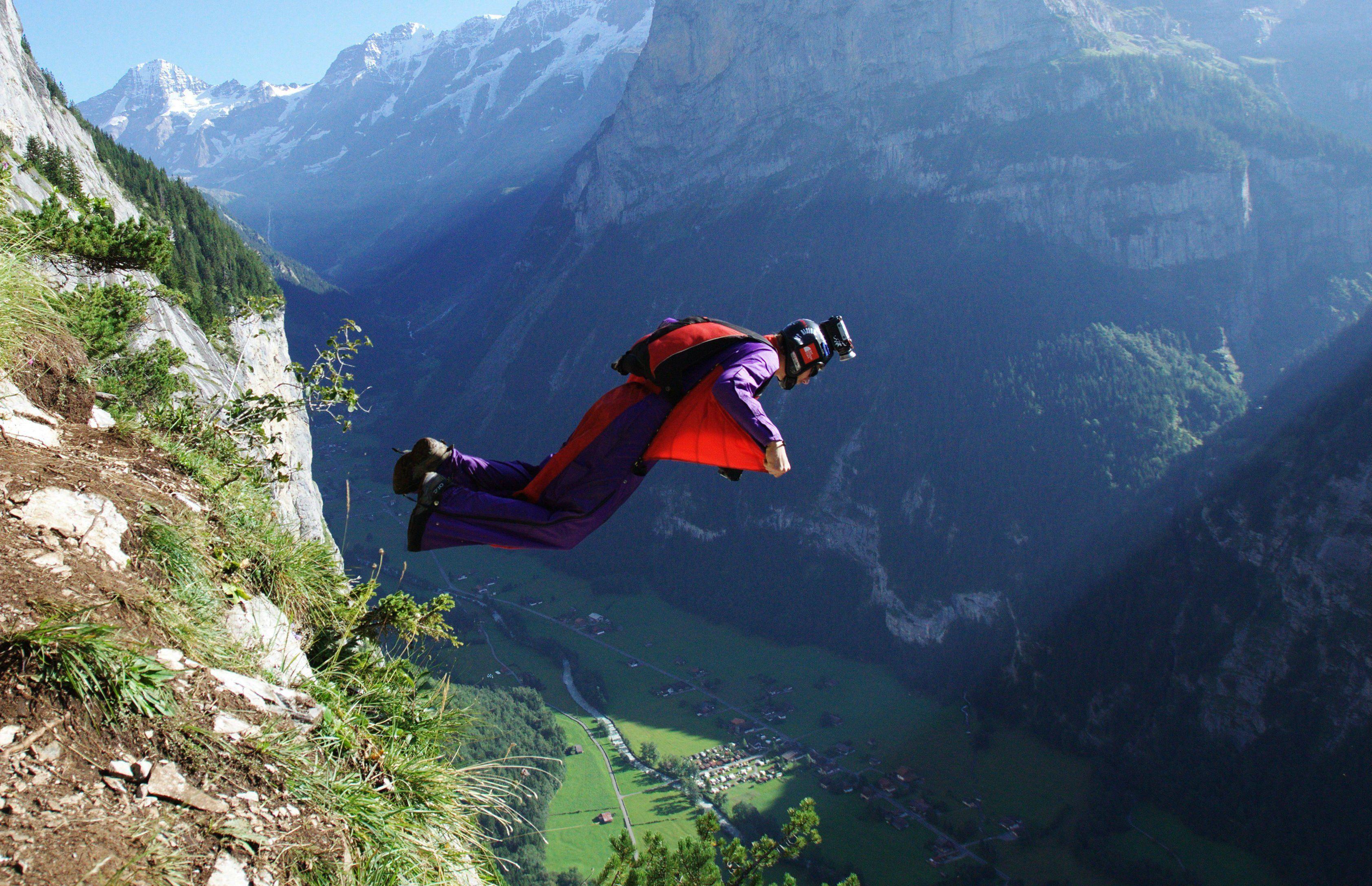 3367x2176 Wingsuit parachute flying fly flight extreme birdman diving skydive skydiving people 1wingsuit suit people wallpaperx2176