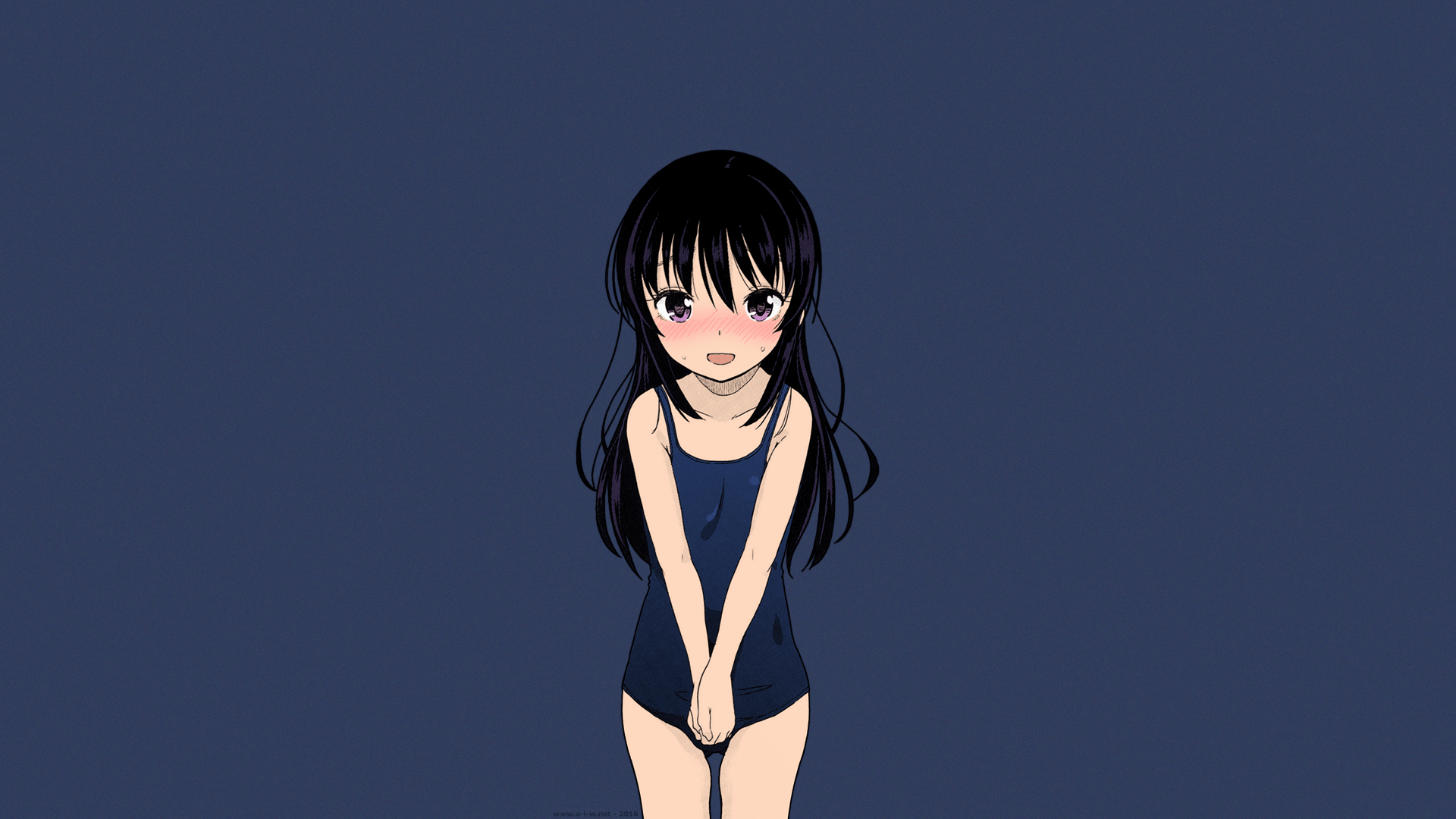1920x1080 #shy, #purple Eyes, #one Piece Swimsuit, #blushing, #loli, #blue Swimsuit, #anime, #black Hair, #long Hair, #Fuyuno Mikan, #manga, #anime Girls, Wallpaper. Mocah.org HD Desktop Wallpaper