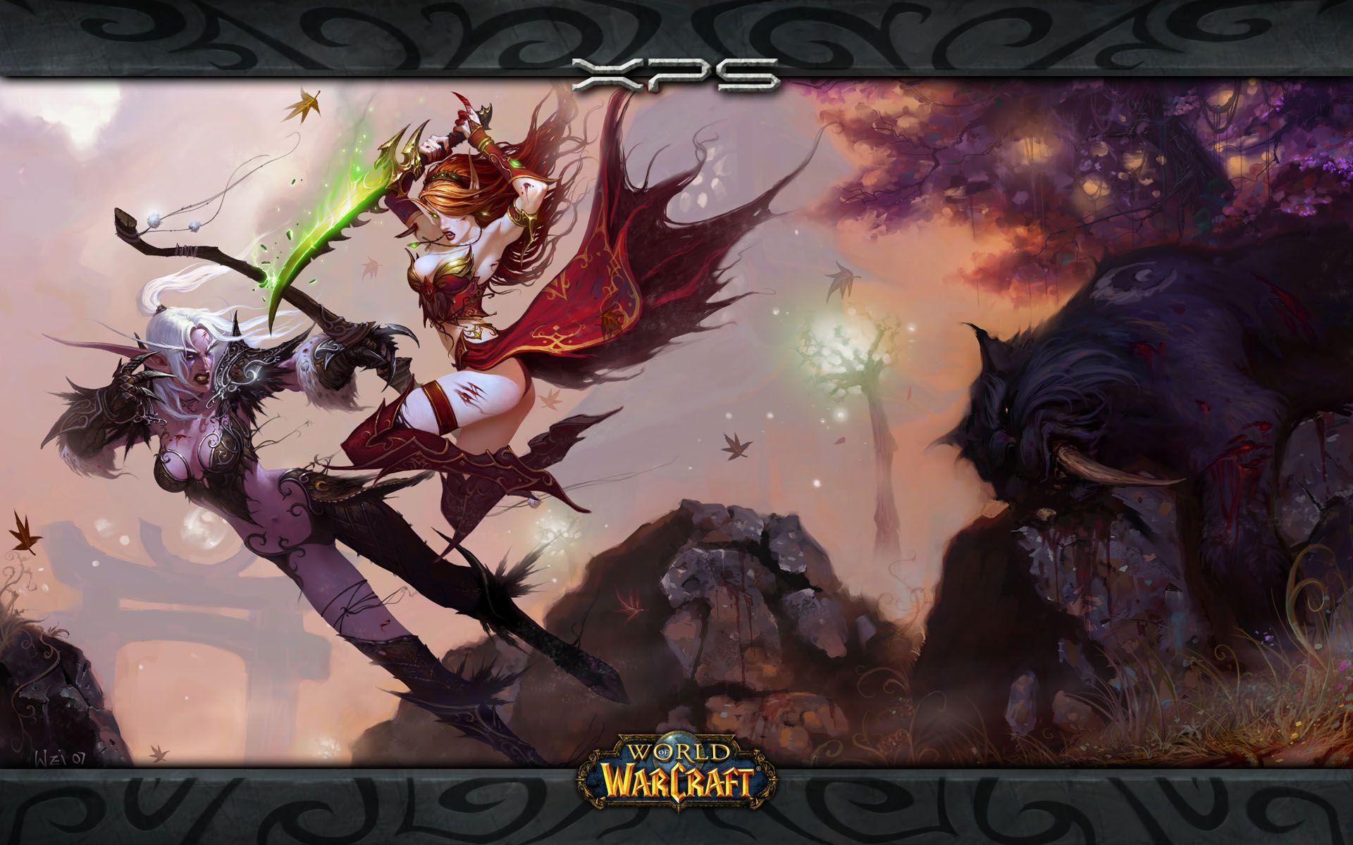 1920x1200 Download the Blood Elf vs Night Elf Wallpaper, Blood Elf vs Night