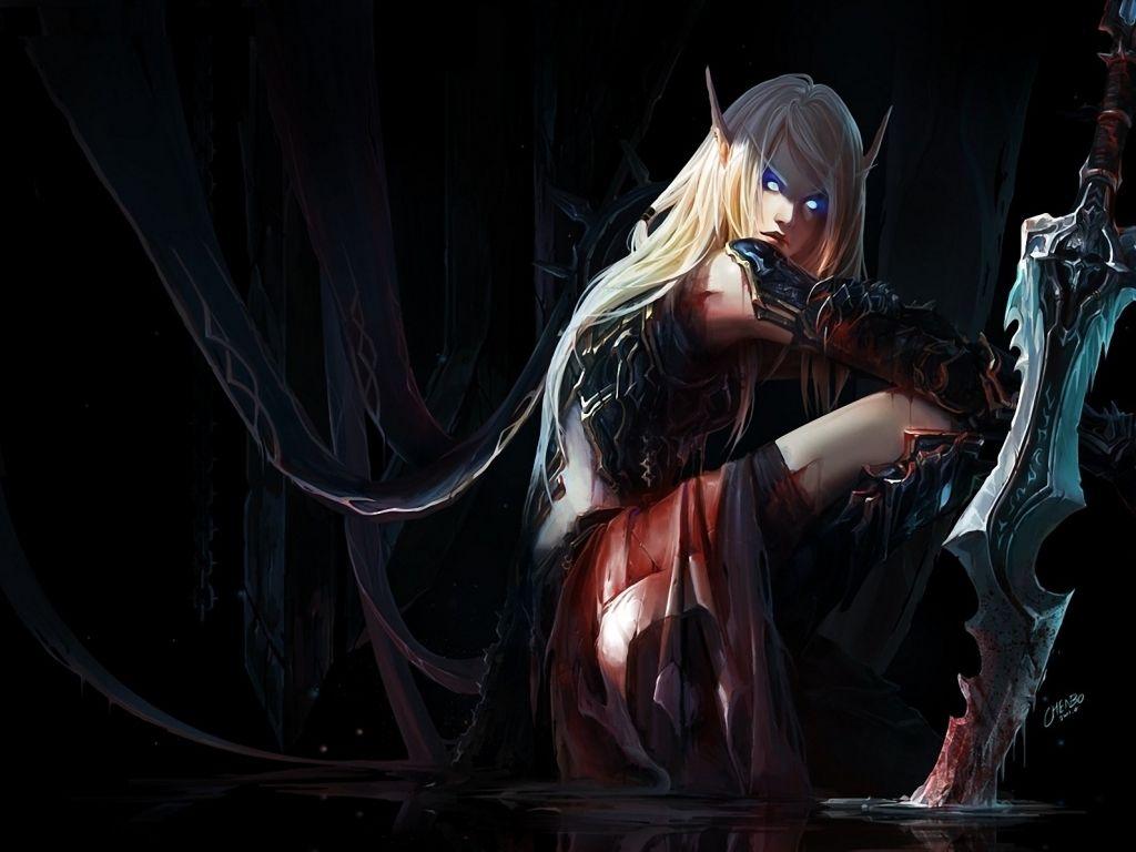 1024x768 video games world of warcraft blood elf blood weapons fantasy art