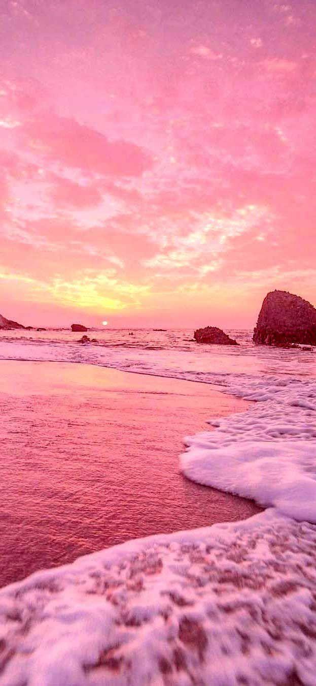 623x1350 Hình nền iPhone X hoàng hôn với màu hồng phấn màu vàng nhạt rung cảm cổ điển HD.  Hình nền màu hồng, Hình nền bãi biển, Hình nền iphone mùa hè
