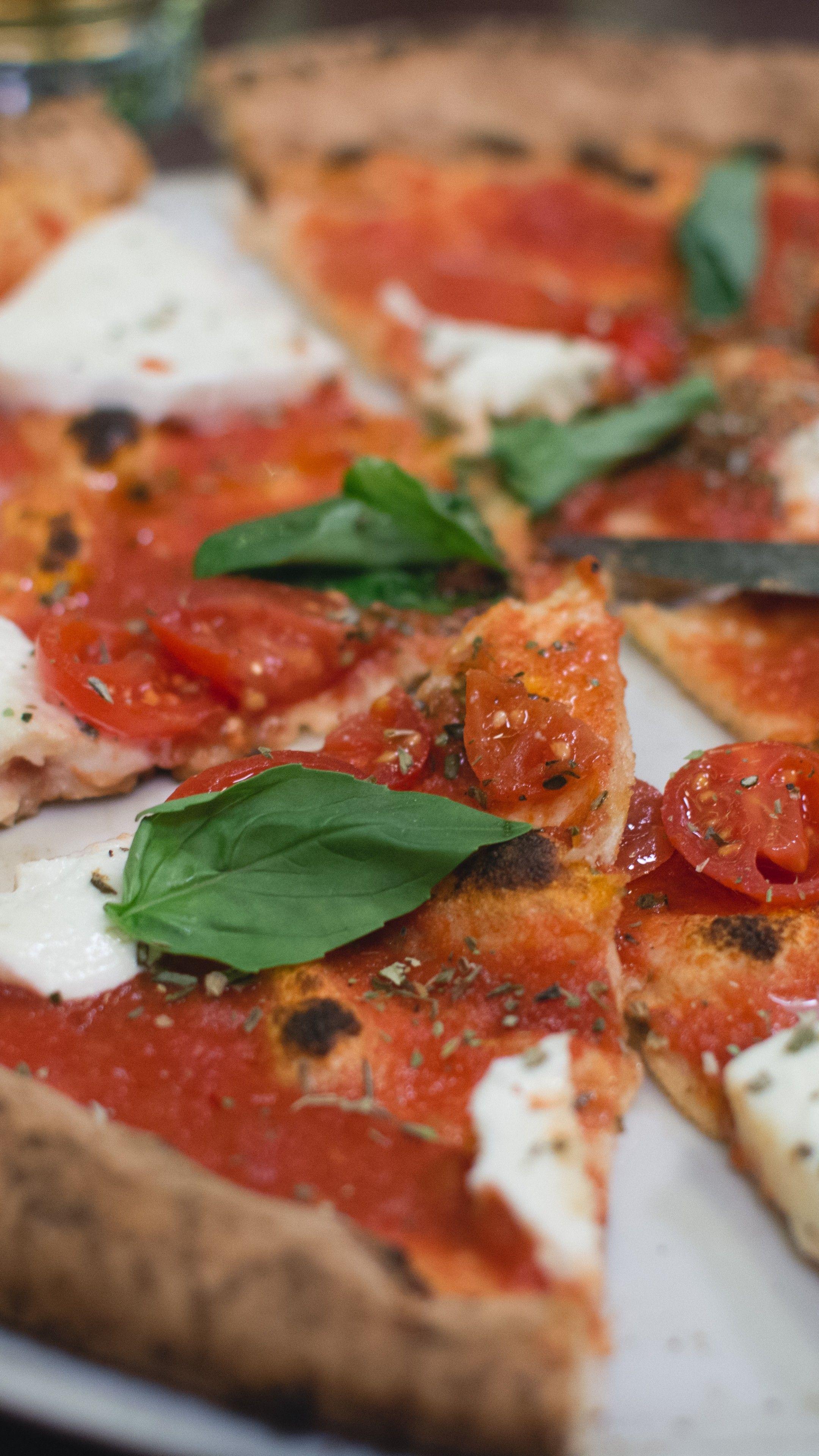 2160x3840 Wallpaper Pizza, tomato, mozzarella, basil, Food