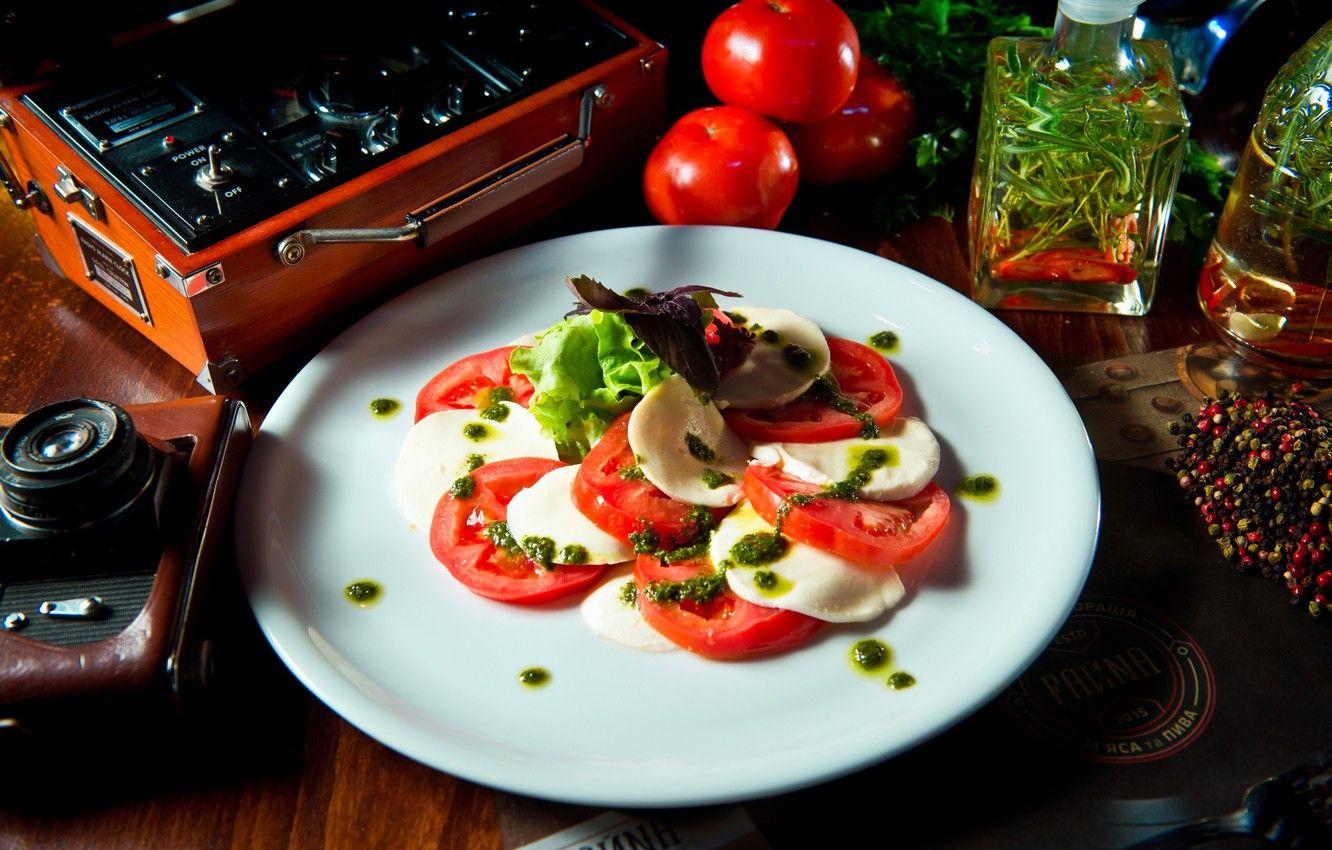 1332x850 Wallpaper tomato, salad, Caprese, mozzarella image for desktop, section еда