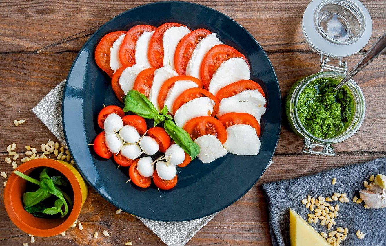 1332x850 Wallpaper tomato, salad, Caprese, mozzarella, pesto image for desktop, section еда