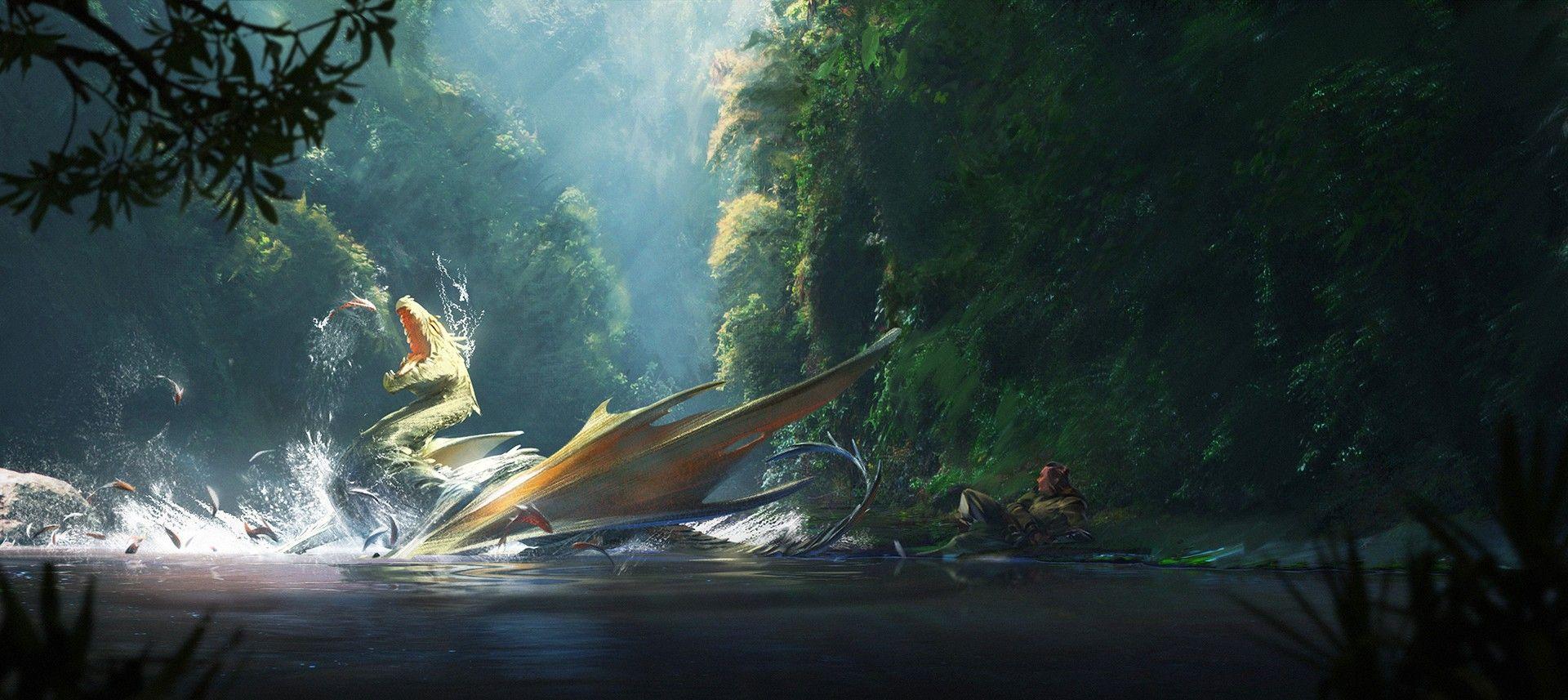 1920x857 #artwork, #Dragon Wings, #fantasy art wallpaper. Mocah.org HD Desktop Wallpaper