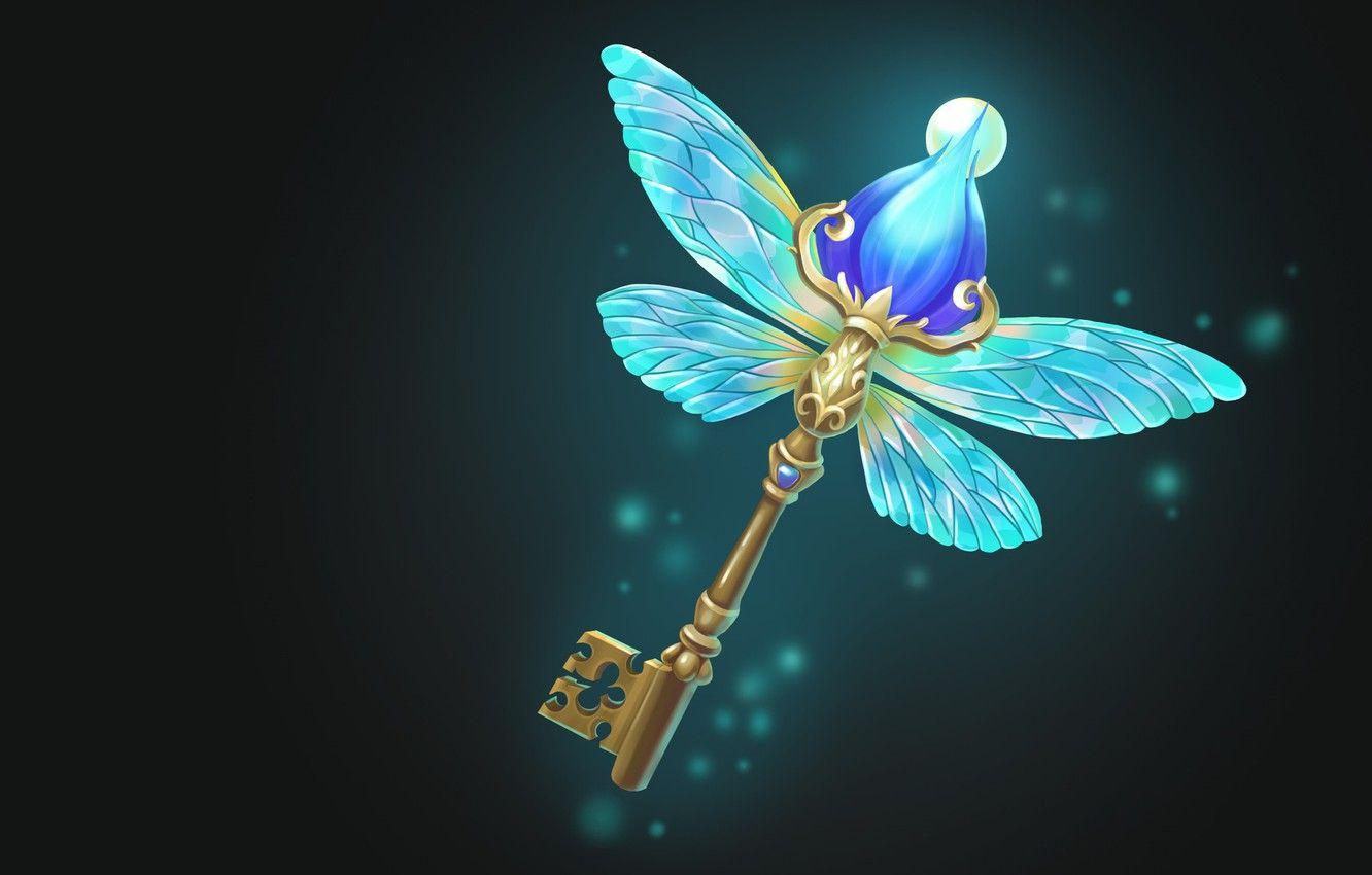 1332x850 Wallpaper wings, fantasy, art, children's, key, Fairy key, Anna Davydycheva image for desktop, section арт
