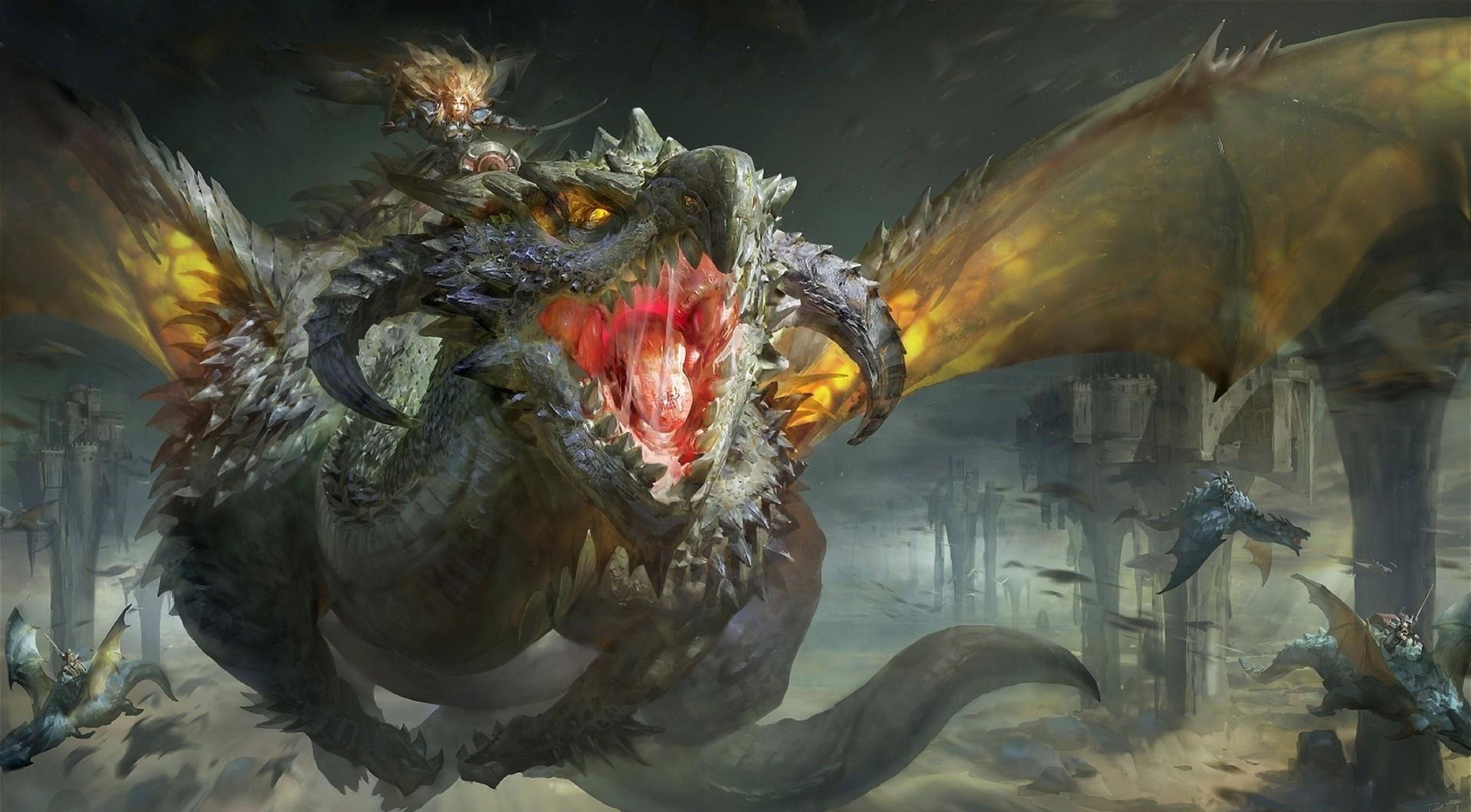 4226x2333 Dragon, Wings, Mouth, Drooling, Rider, Hd, desktop, wallpaper, background, free, photo