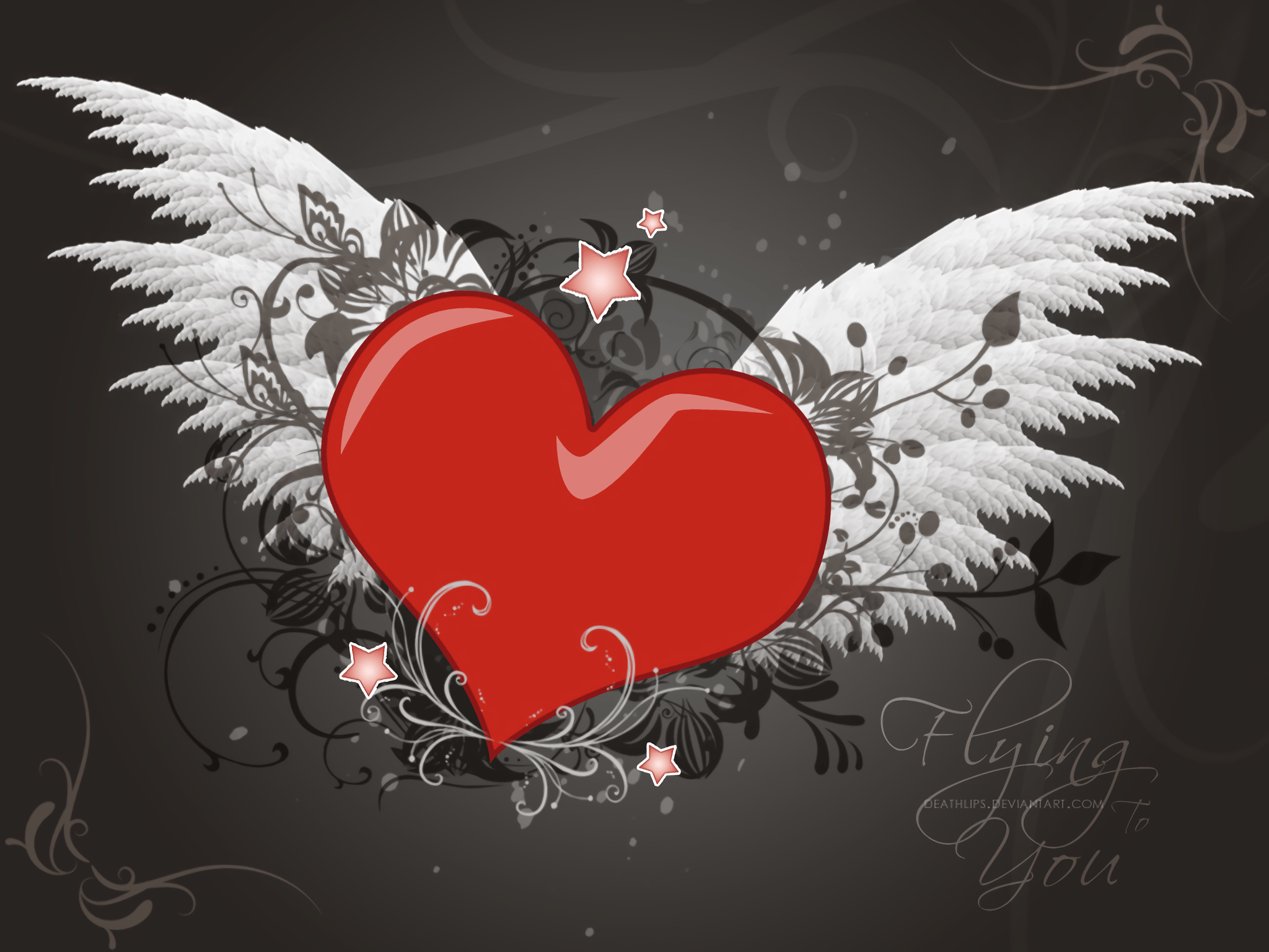 2048x1536 Artistic Love Heart Wings Wallpaper:2048x1536