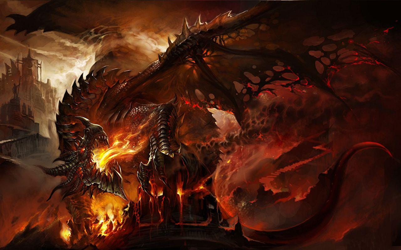1280x800 image dragon Wings Fantasy Fire