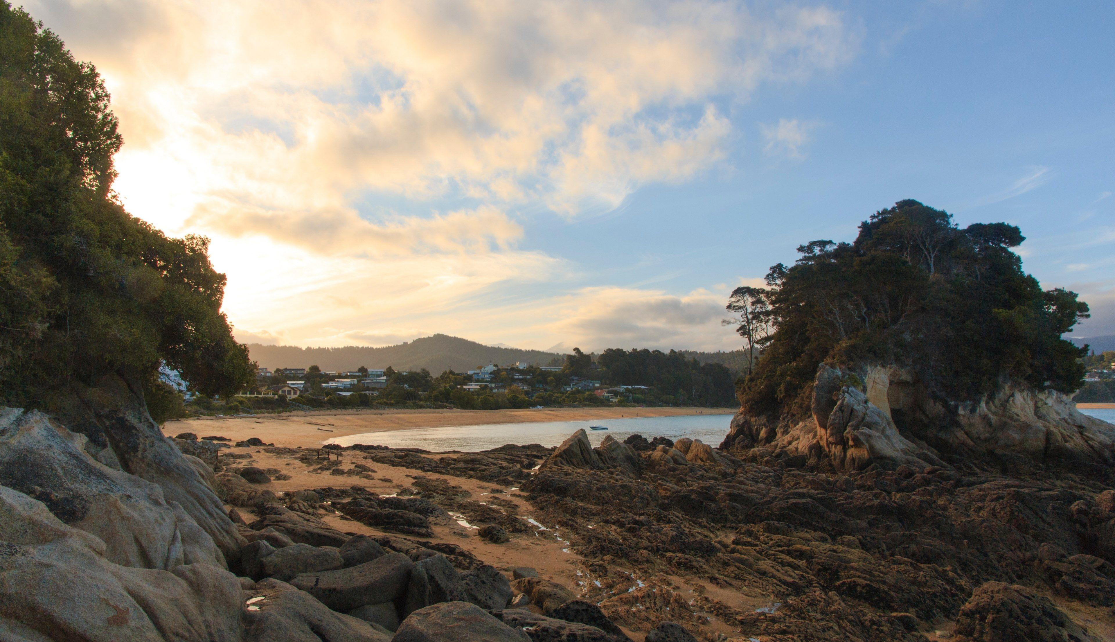 3840x2210 Wallpaper / sunset abel tasman bay and new zealand HD 4k wallpaper