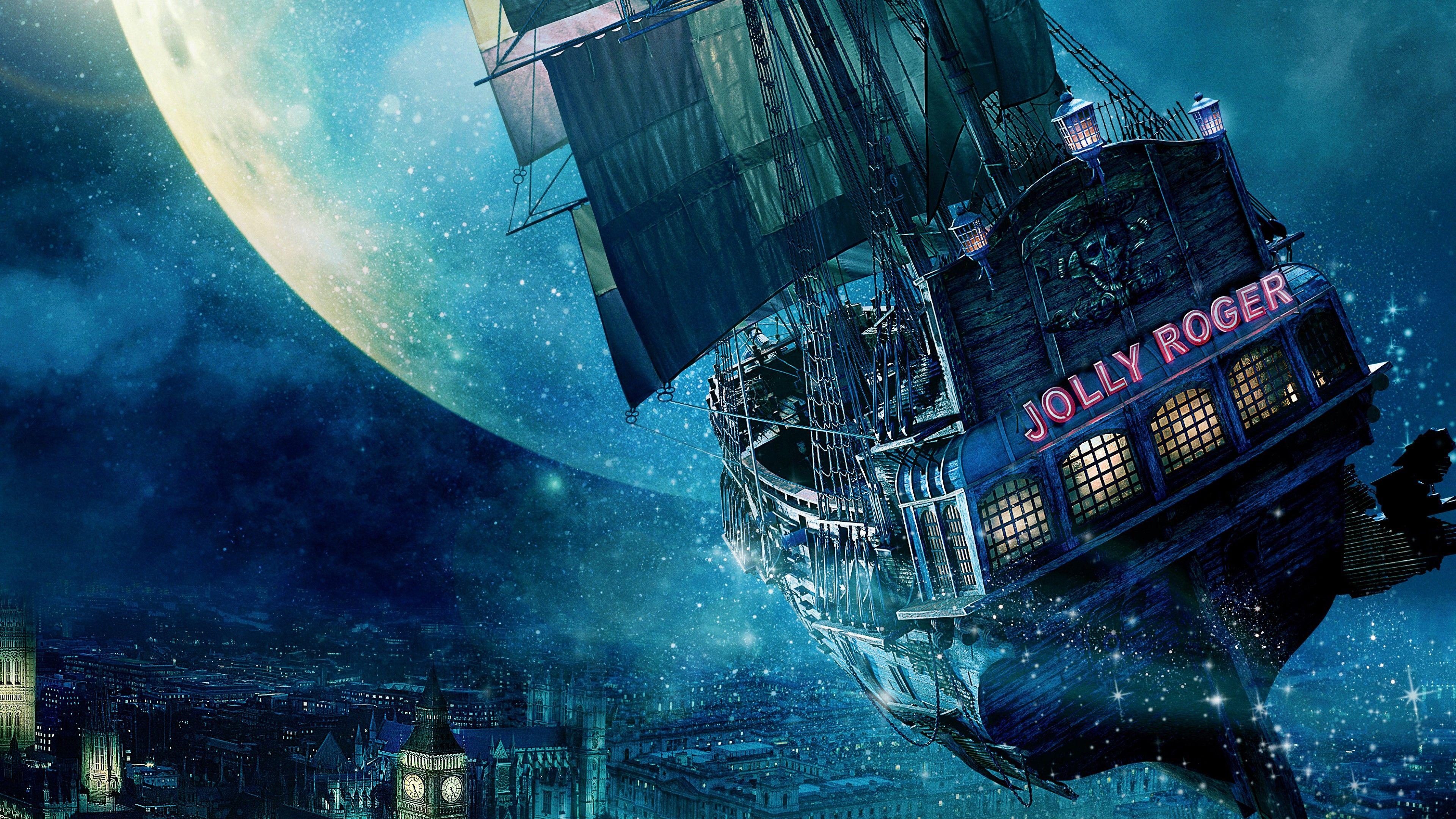 3840x2160 Jolly Roger Ship Peter Pan Wallpaper