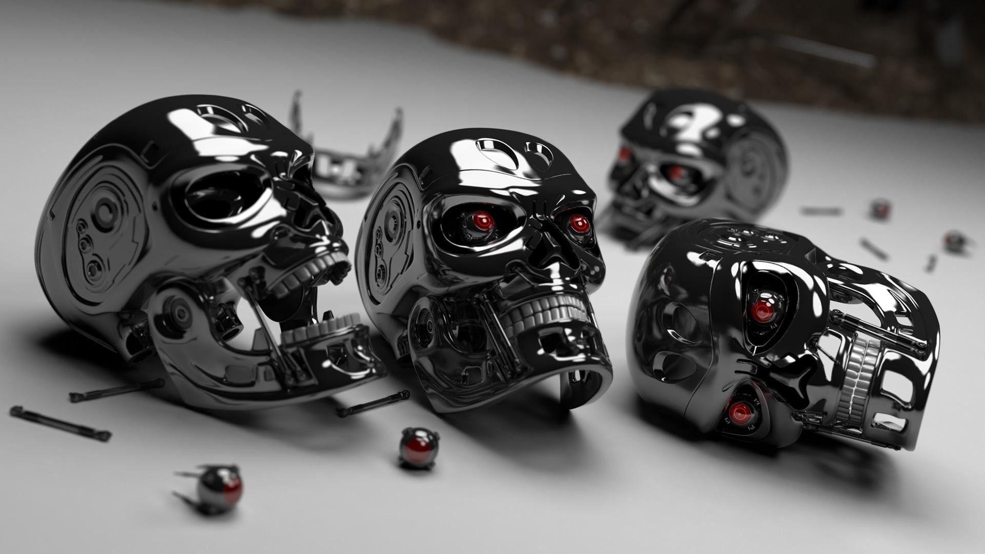 1920x1080 Terminator dark horror skull sci fi cyborg robot wallpaperx1080