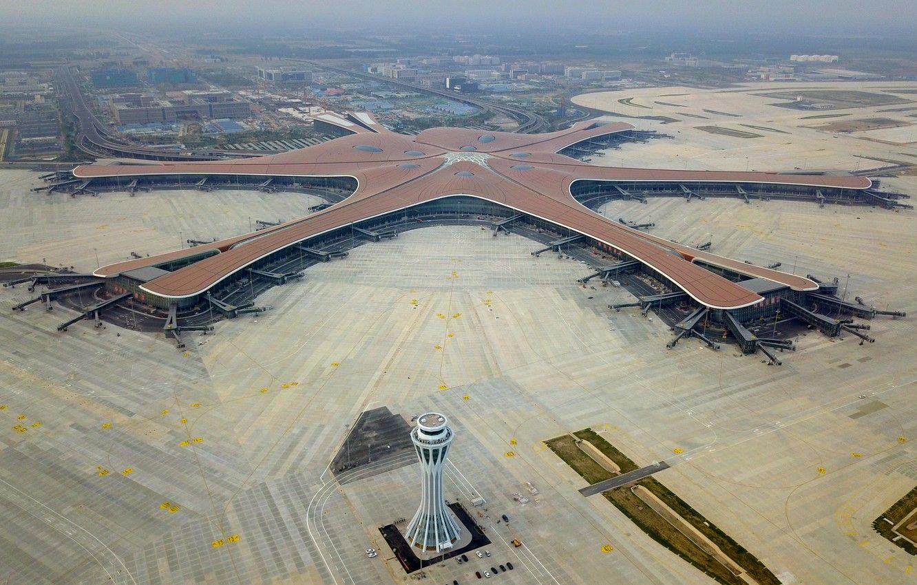 1332x850 Wallpaper Airport, WFP, Terminal, Daxing, International airport Beijing Daxing, The control tower, Jet bridge, Beijing Daxing International Airport image for desktop, section город