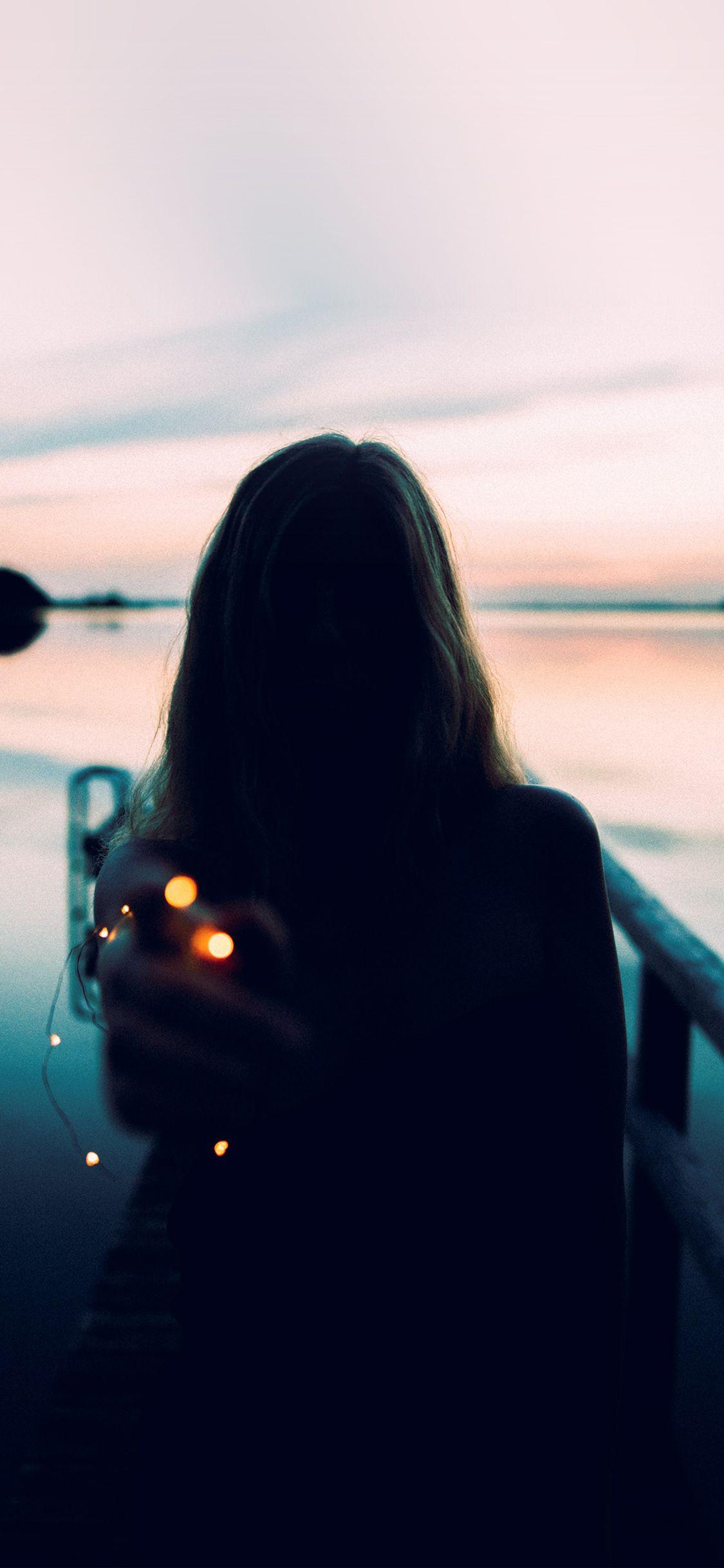 1125x2436 iPhone X wallpaper. girl sea romantic blue