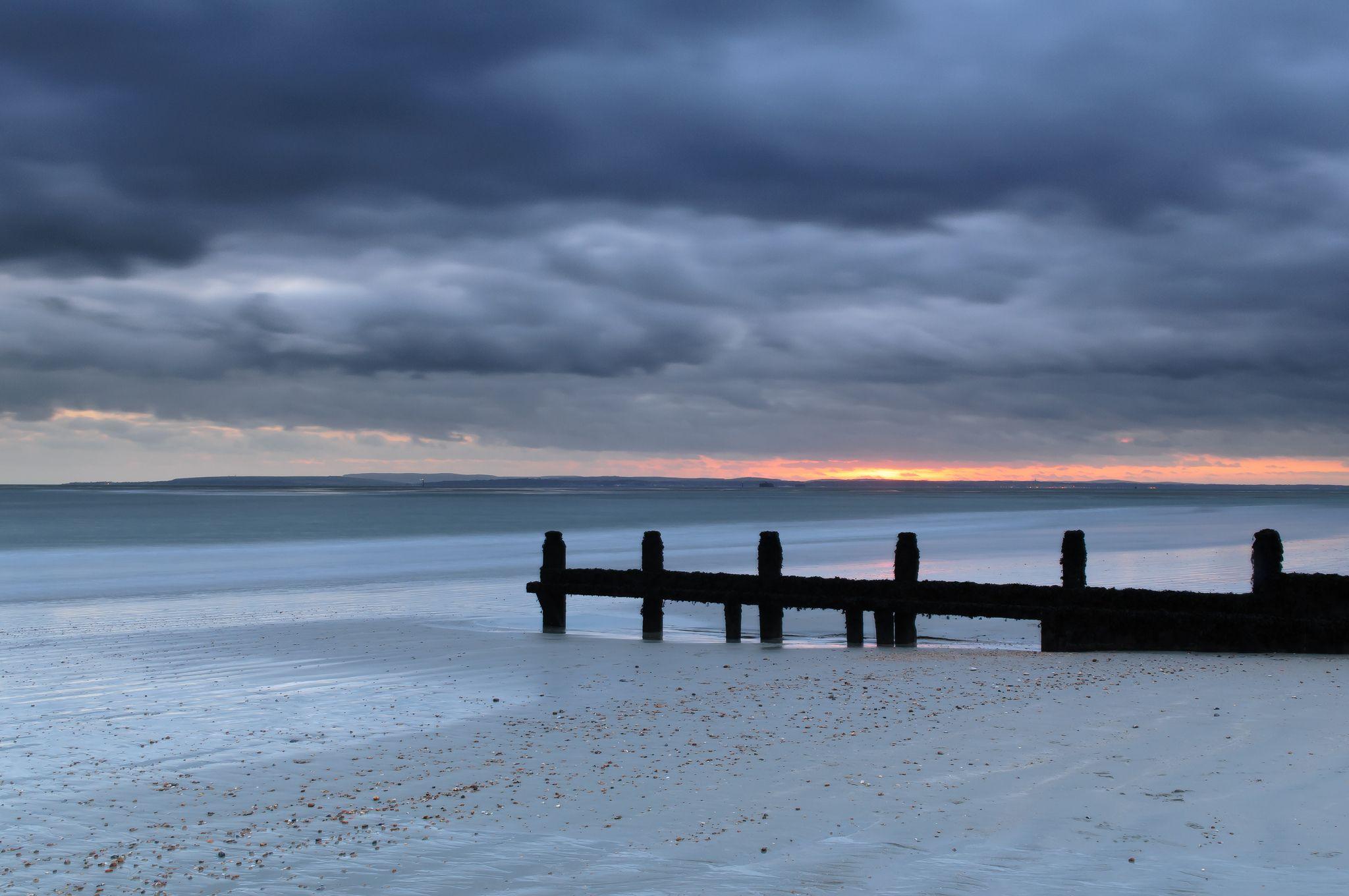 2048x1360 uk, England, Sea, Beach, Sand, Bearings, Evening, Sunset, Sky, Clouds Wallpaper HD / Desktop and Mobile Background
