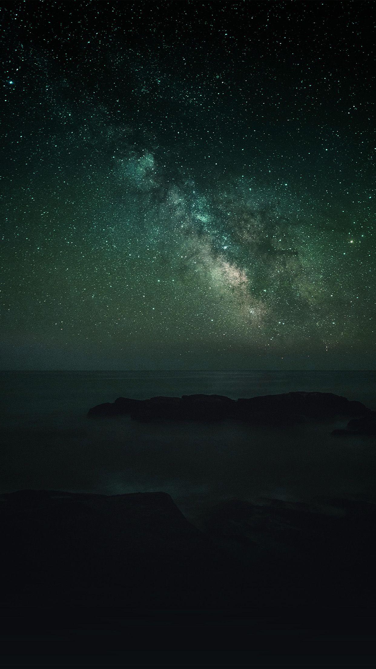 1242x2208 iPhone X wallpaper. aurora star dark night sky nature space green