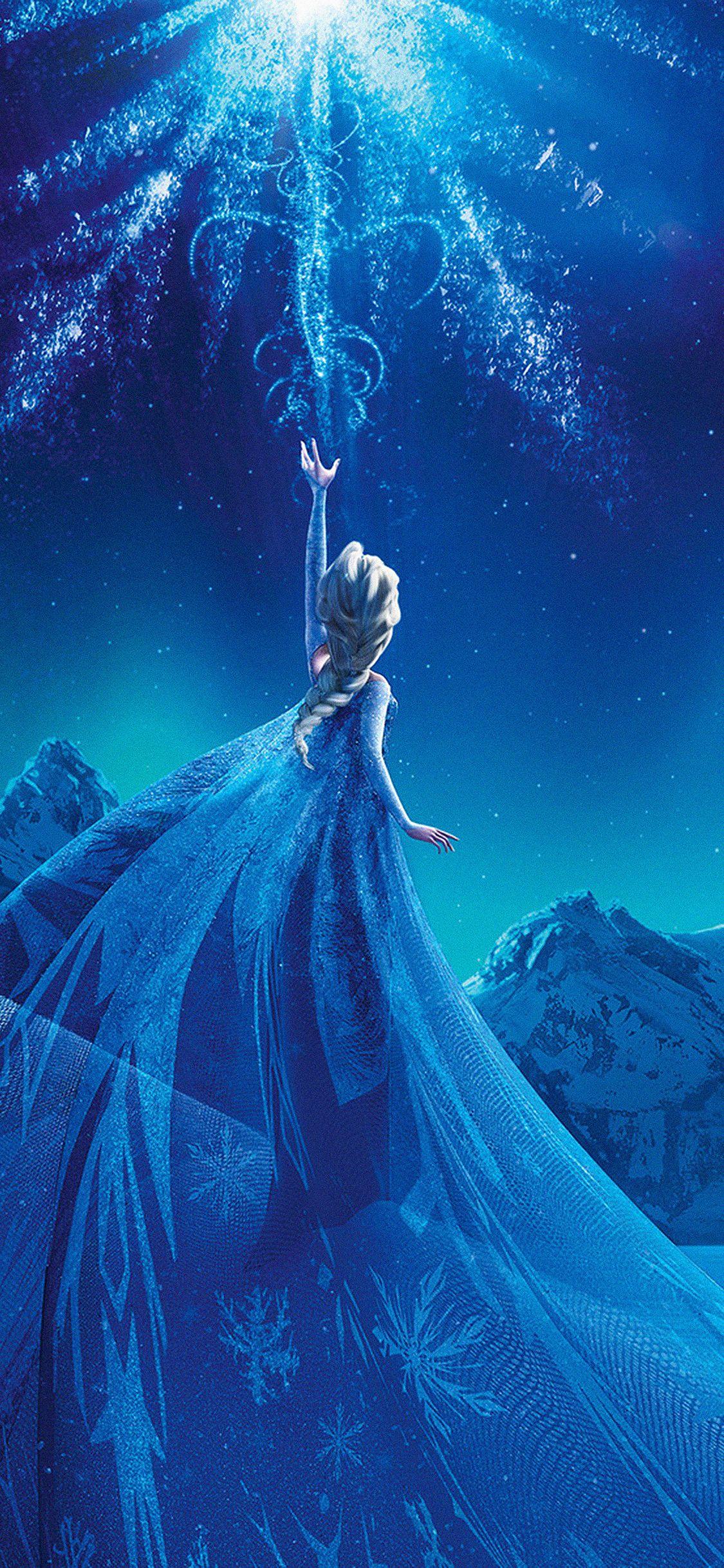 1125x2436 Wallpaper Elsa Frozen Queen Disney Illust Snow Art
