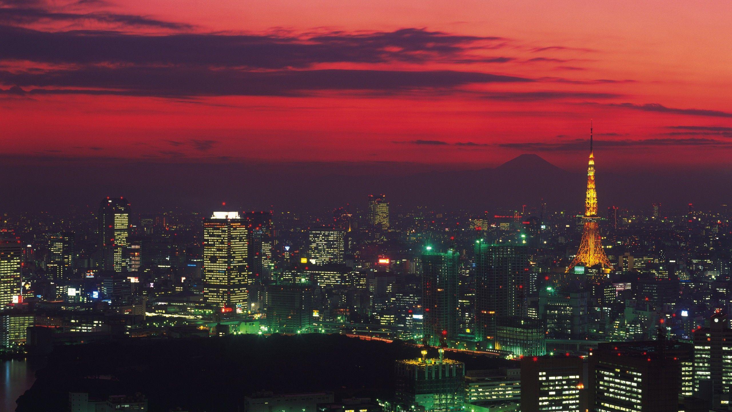 2560x1440 Wallpaper Tokyo Tower, Nightscape, Tokyo, Japan, 4K, World