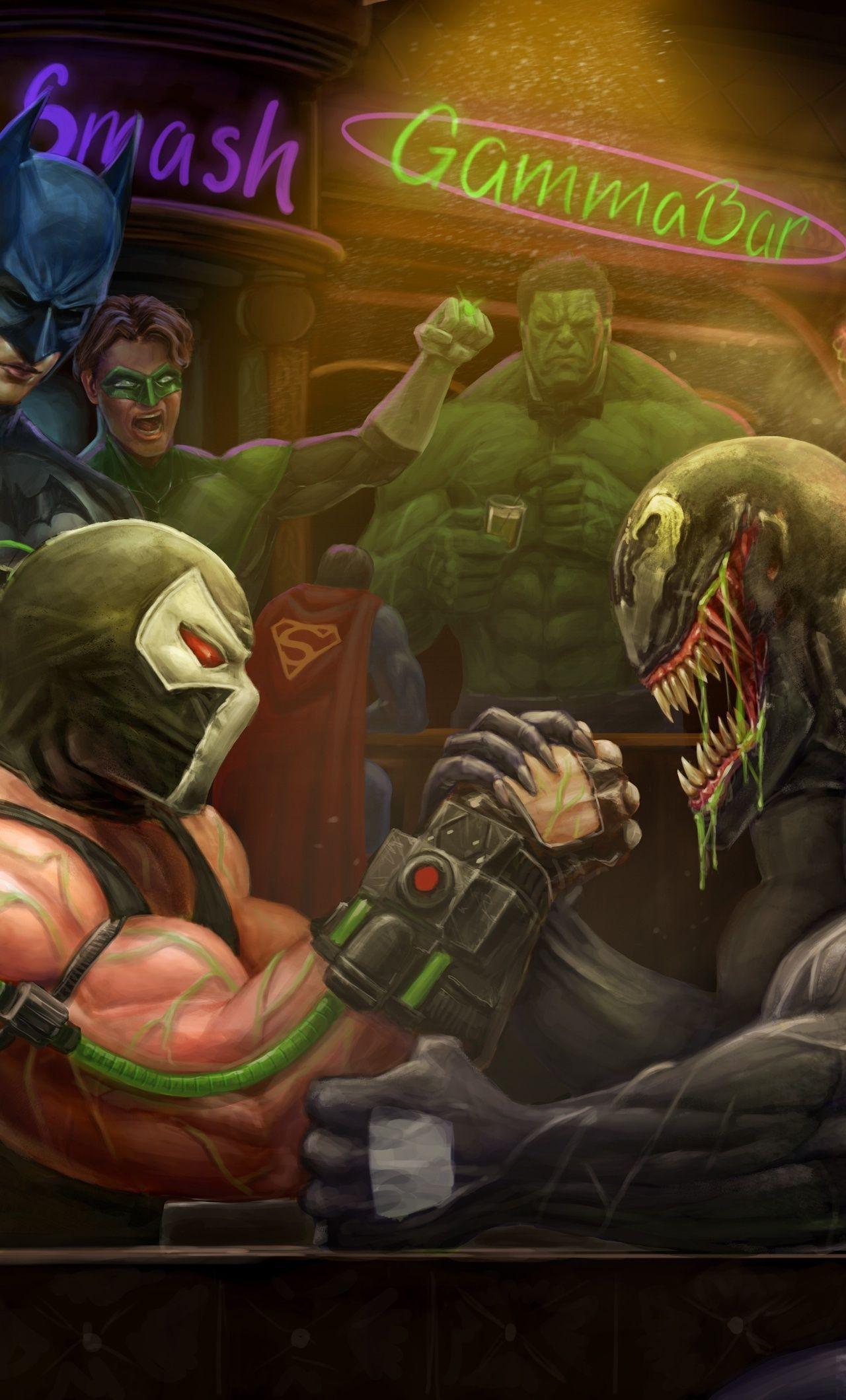1280x2120 Venom Vs Bane Arm Wrestling iPhone HD 4k Wallpaper, Image, Background, Photo and Picture