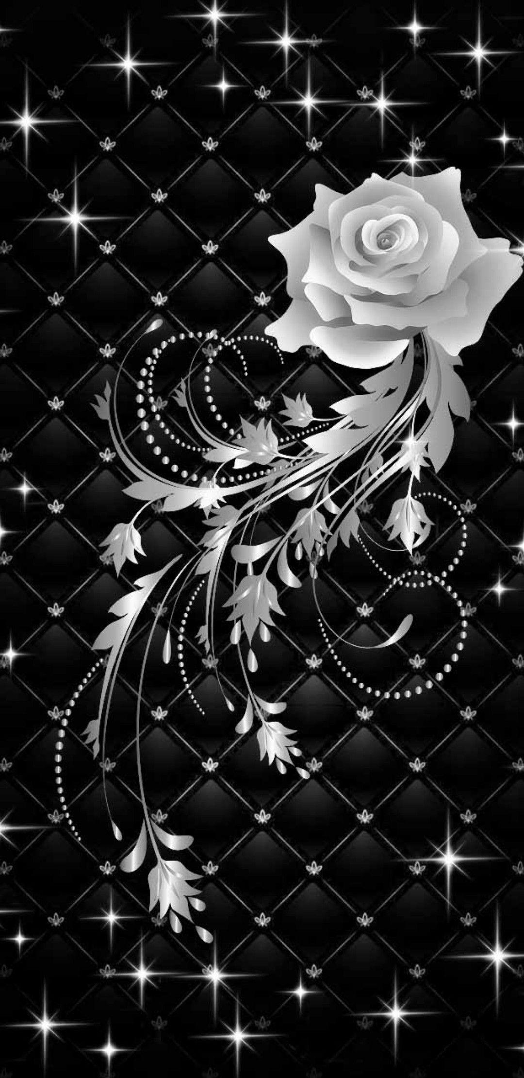 1080x2220 Monochrome Black And White Rose. Black And Silver Wallpaper, Silver Rose Wallpaper, Flower Phone Wallpaper