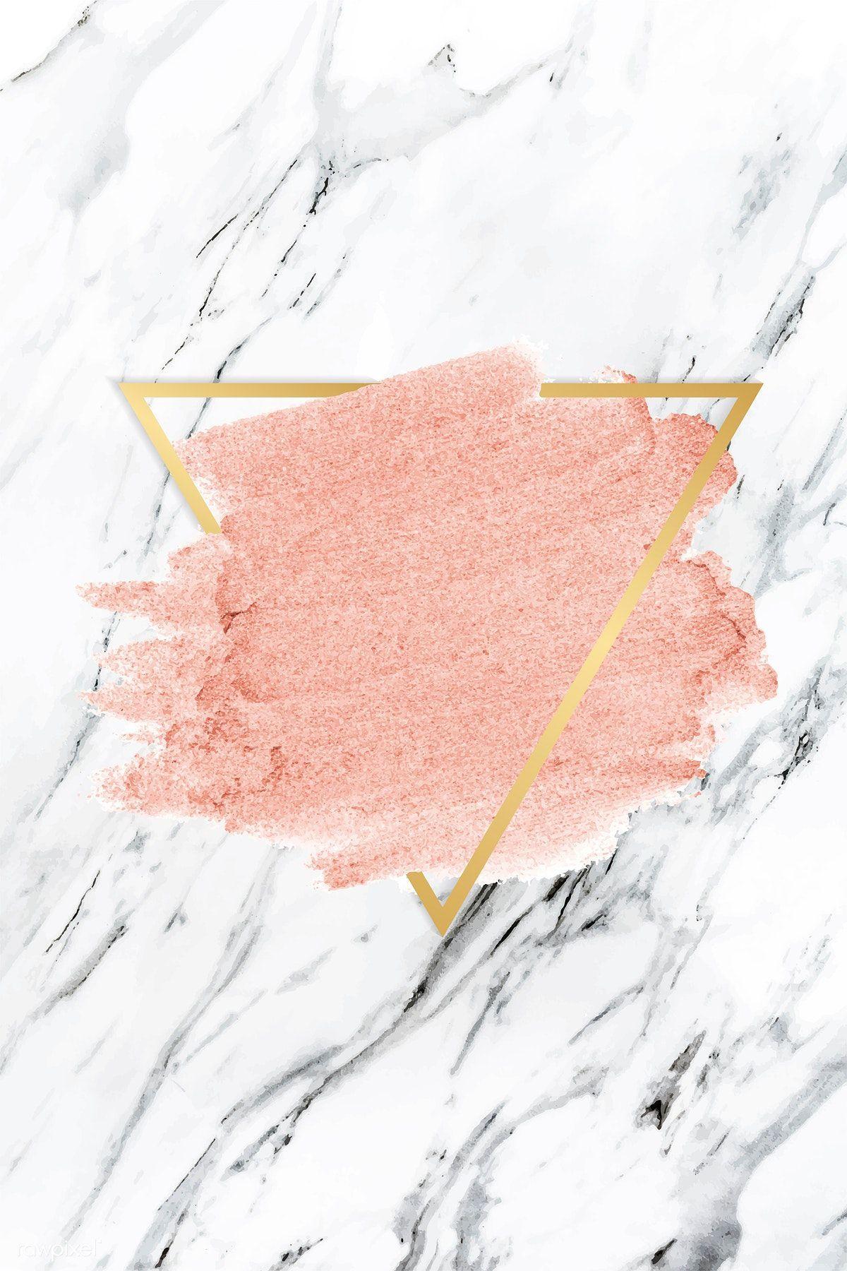 1200x1800 Pastel pink paint with a gold triangle frame on a white marble background vector. free image / m. Floral print wallpaper, Pink paint, Pastel pink