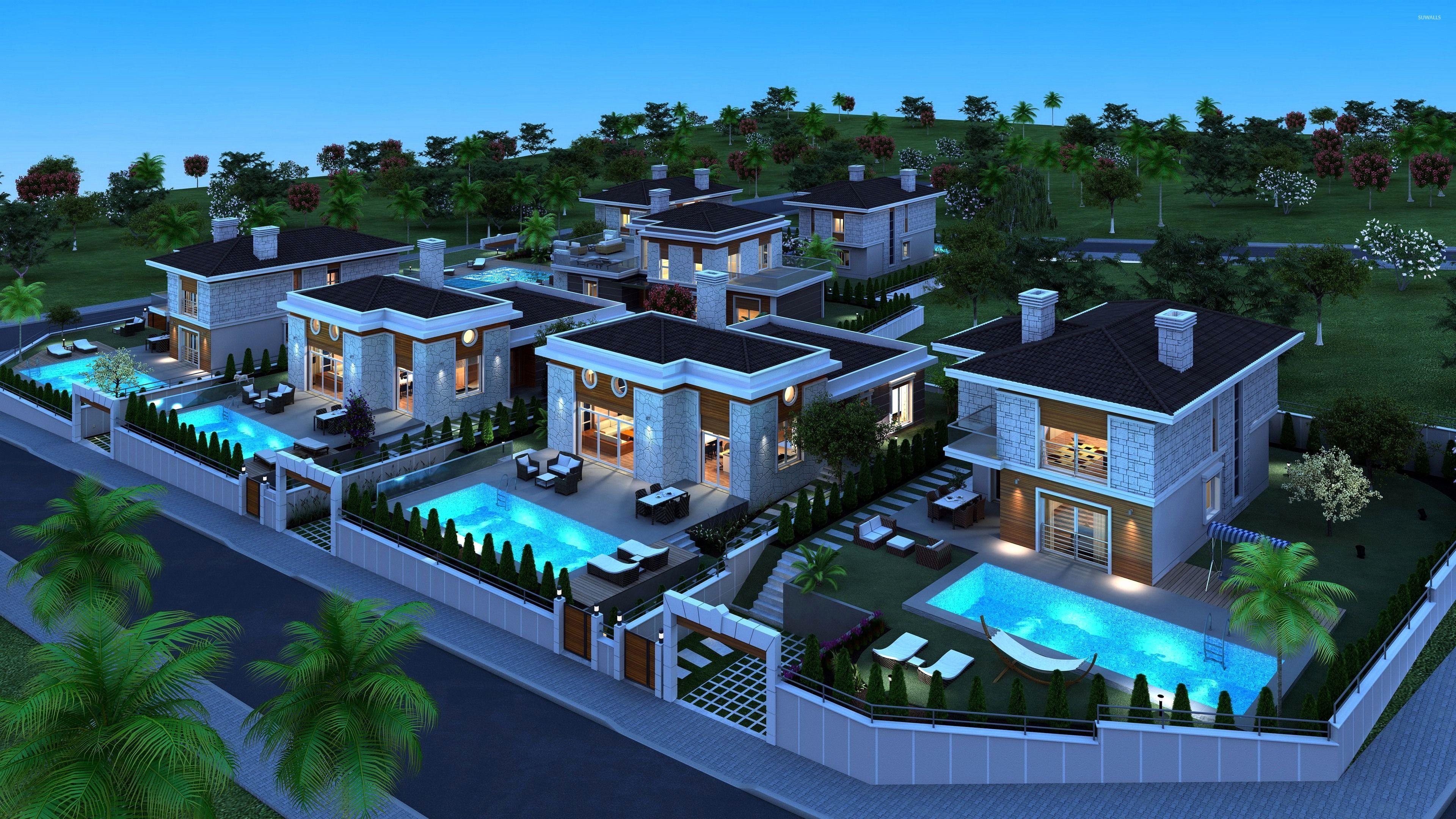 3840x2160 Million Wallpaper Beautiful Hotel & Resort Extraordinary Mansions with Pools for Spacious and Luxury House