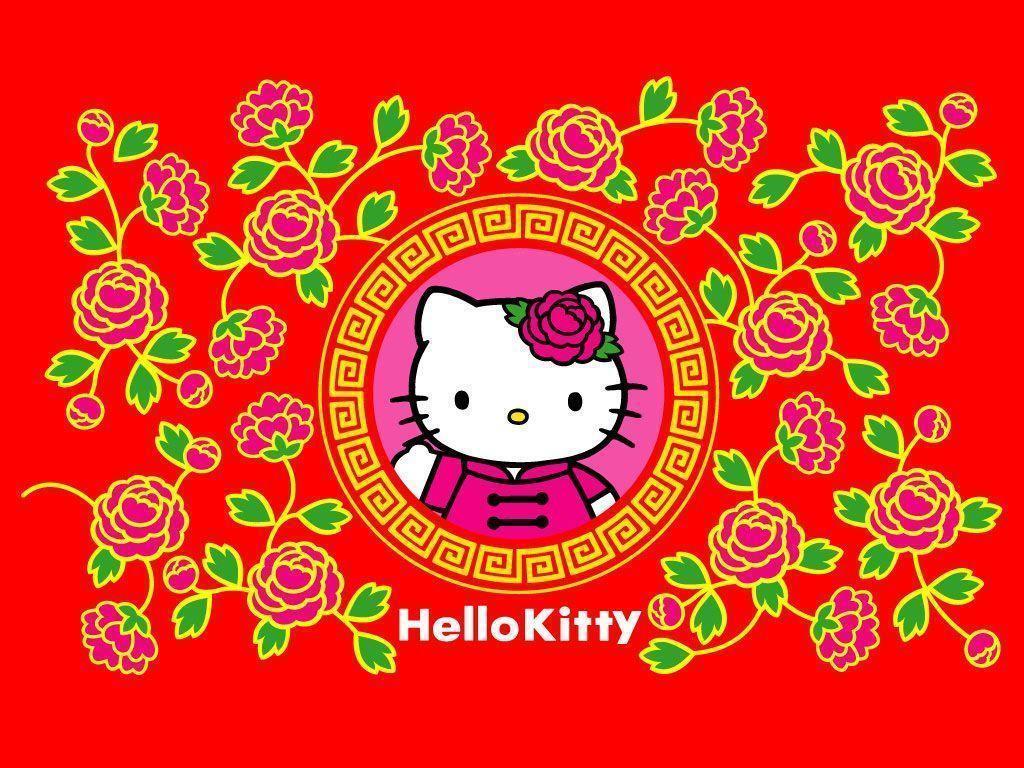1024x768 Hello Kitty Red Wallpaper