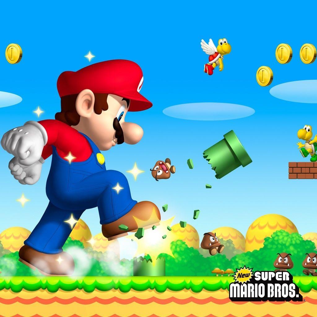 1024x1024 New Super Mario Bros iPad Wallpaper. Super mario bros games, Super mario games, Mario and luigi