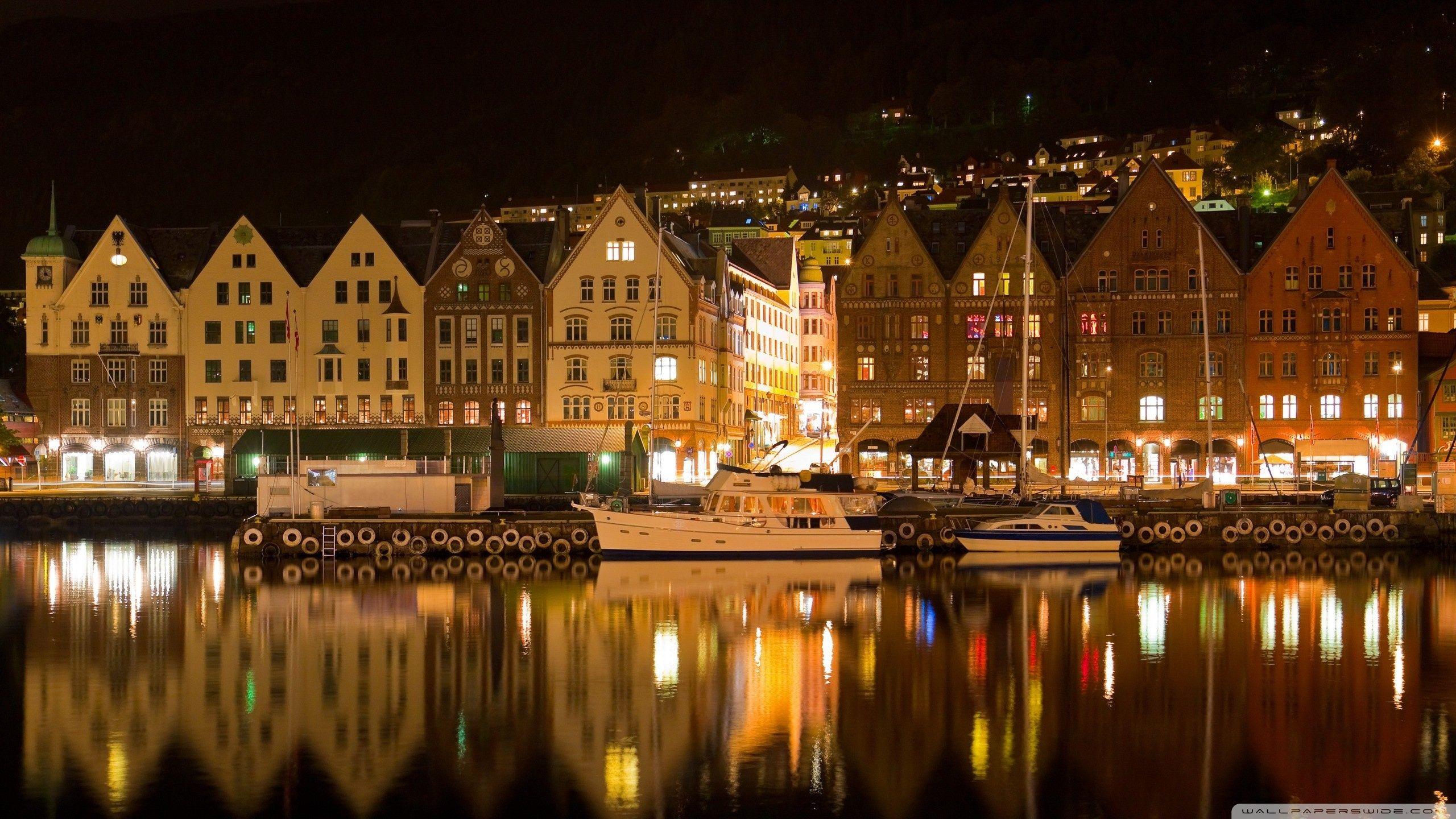 2560x1440 Bergen Norway Night Ultra HD Desktop Background Wallpaper for 4K UHD TV : Tablet