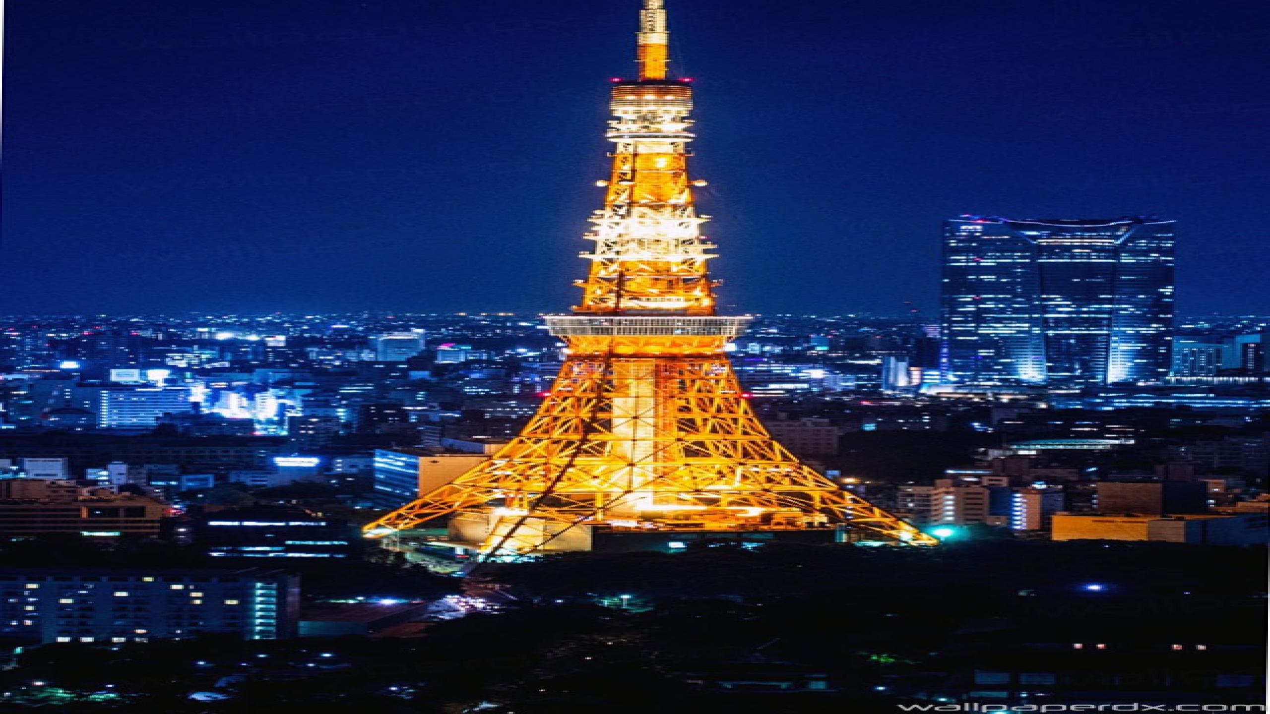 2560x1440 tokyo tower at night full HD iphone wallpaper x 1440