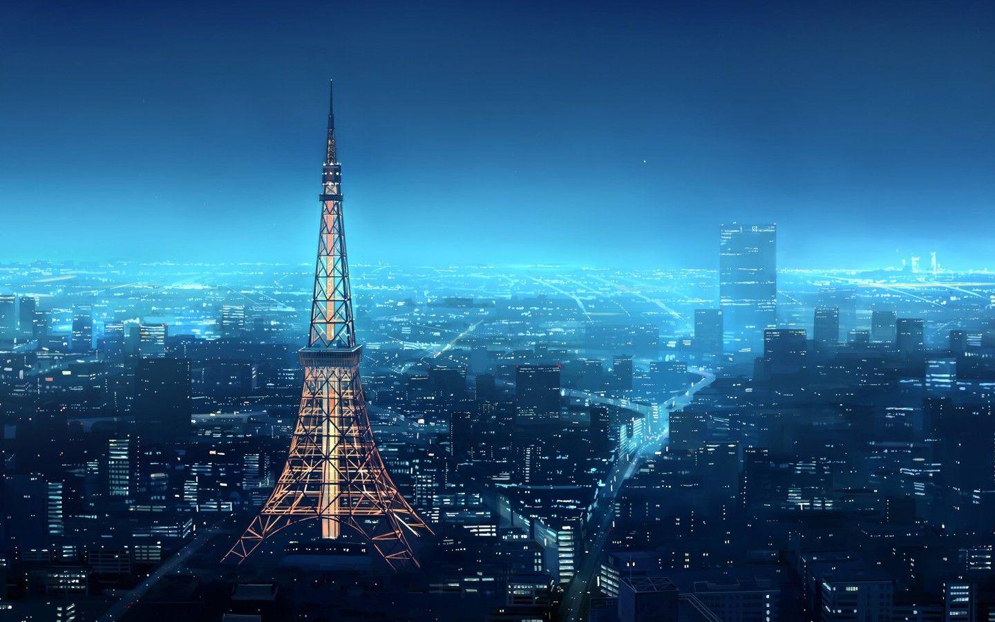 1440x900 anime tokyo tower shirosaki otoha japan wallpaper and background
