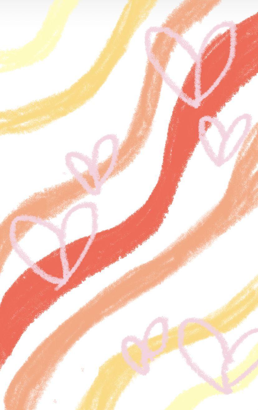 828x1315 lockscreen #wallpaper #iphone #hearts #background #stripes #waves #yellow #pink #peach