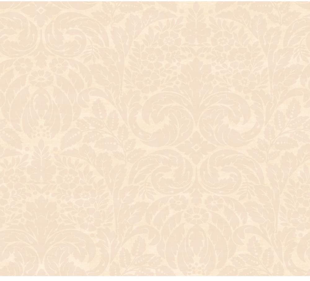 1000x909 York Wallcoverings WW4504SMP West Wind Scrolling Leaf Damask 8 Inch X 10 Inch Memo Sample Wallpaper, Light Peach