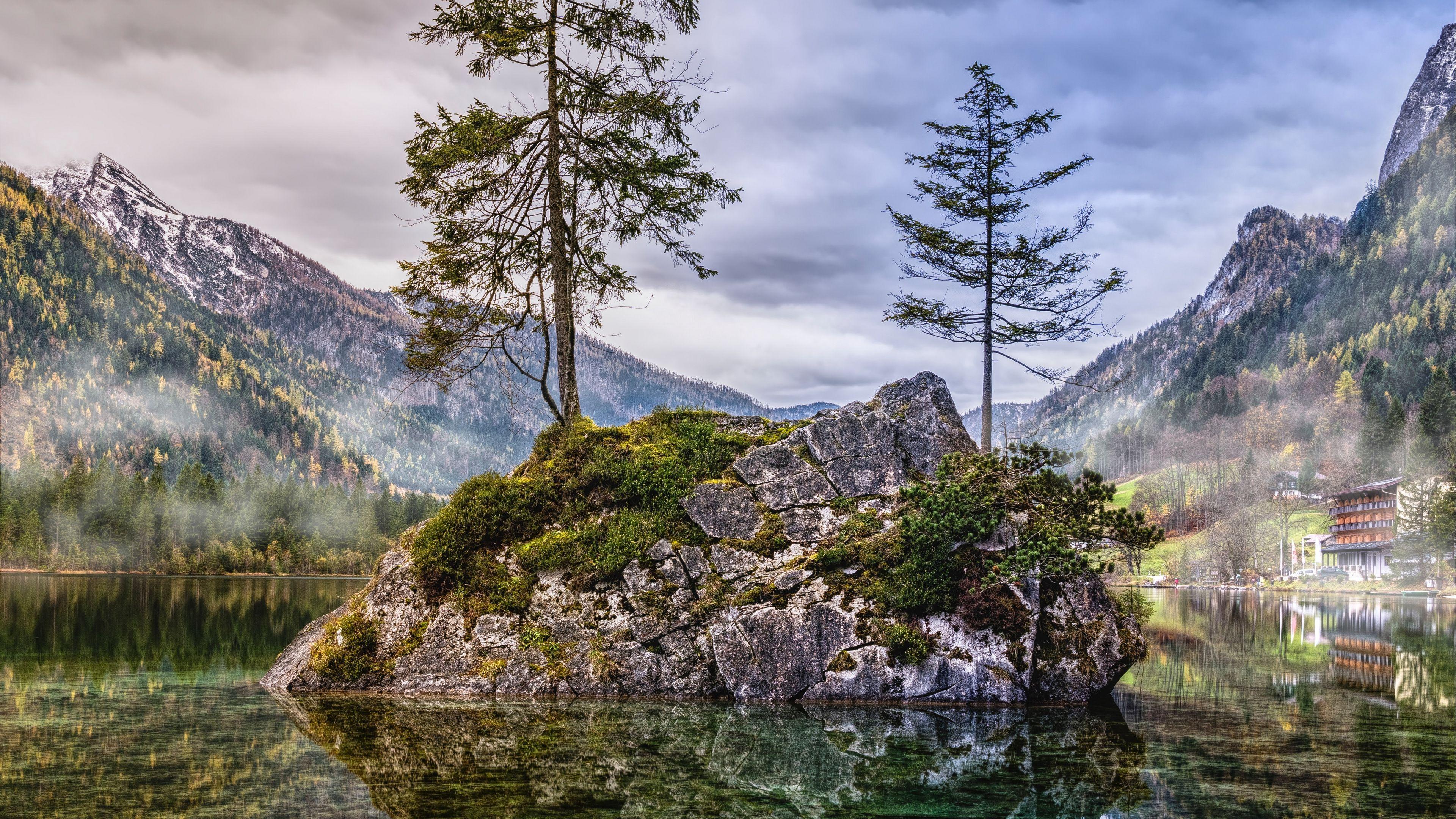 3840x2160 mountains, cliffs, lake, hintersee, ramsau bei berchtesgaden, germany 4k Mountains, Lake, cliffs. HD wallpaper, Nature wallpaper, Wallpaper