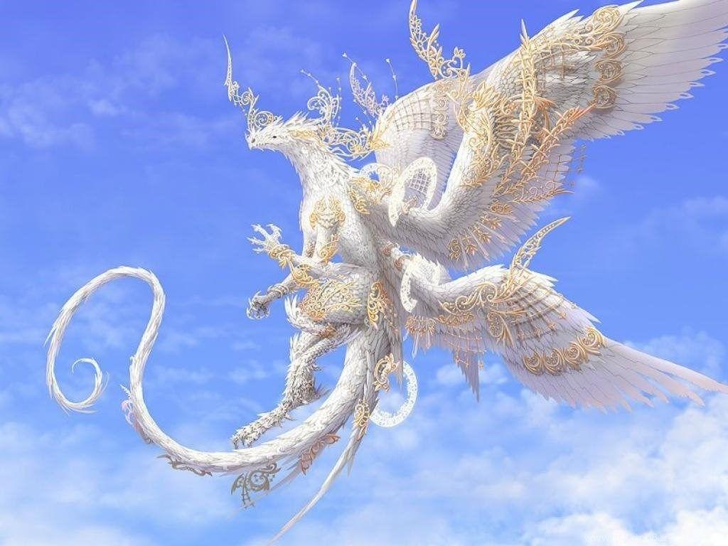1024x768 White Dragon Wallpaper Desktop Background