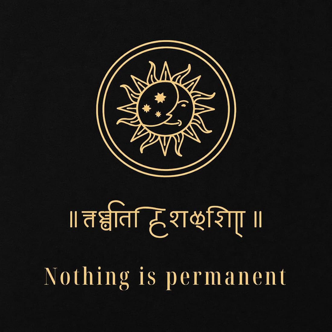 1100x1100 Buy TheInkLayer Men's Cotton Rich Round Neck Spiritual T Shirt, Black, Nothing Is Permanent Print (in, Alpha, S, Regular) At Amazon.in