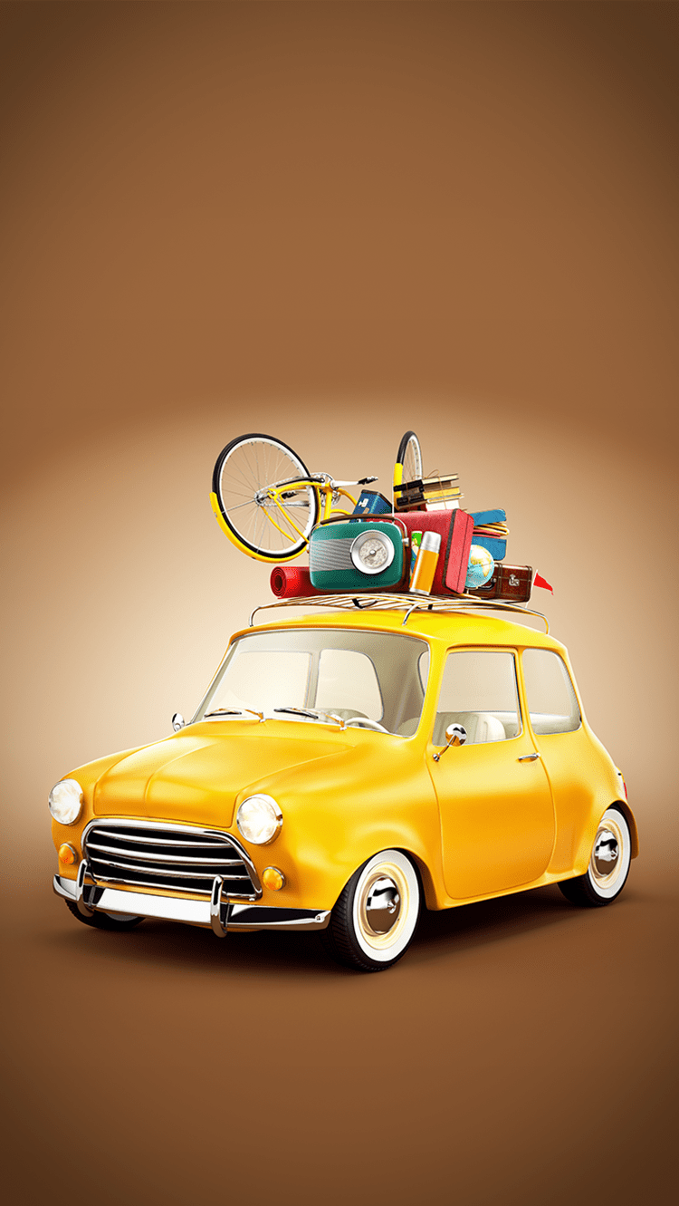 750x1331 ↑↑TAP AND GET THE FREE APP! Art Creative Car Travel Vacation Holiday Fun Yellow HD iPhone 6 Wallpaper