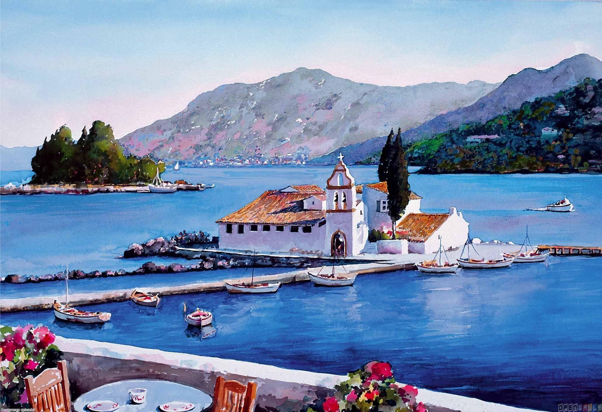 2062x1410 Greek islands. Corfu, greek island in the ionian sea wallpaper