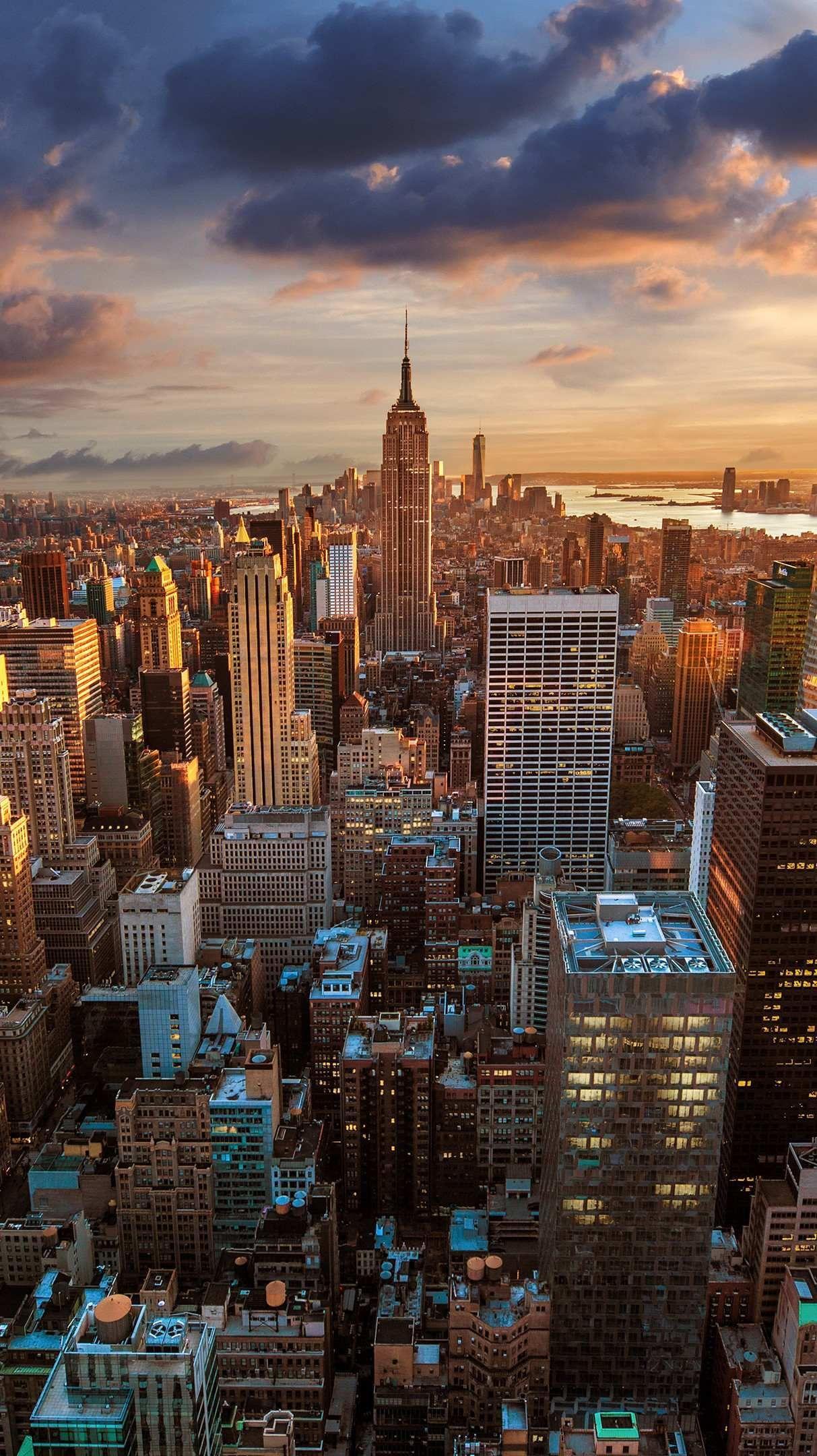 1213x2160 NewYork Empire State Building Sunset Wallpaper. New york wallpaper, City wallpaper, City aesthetic