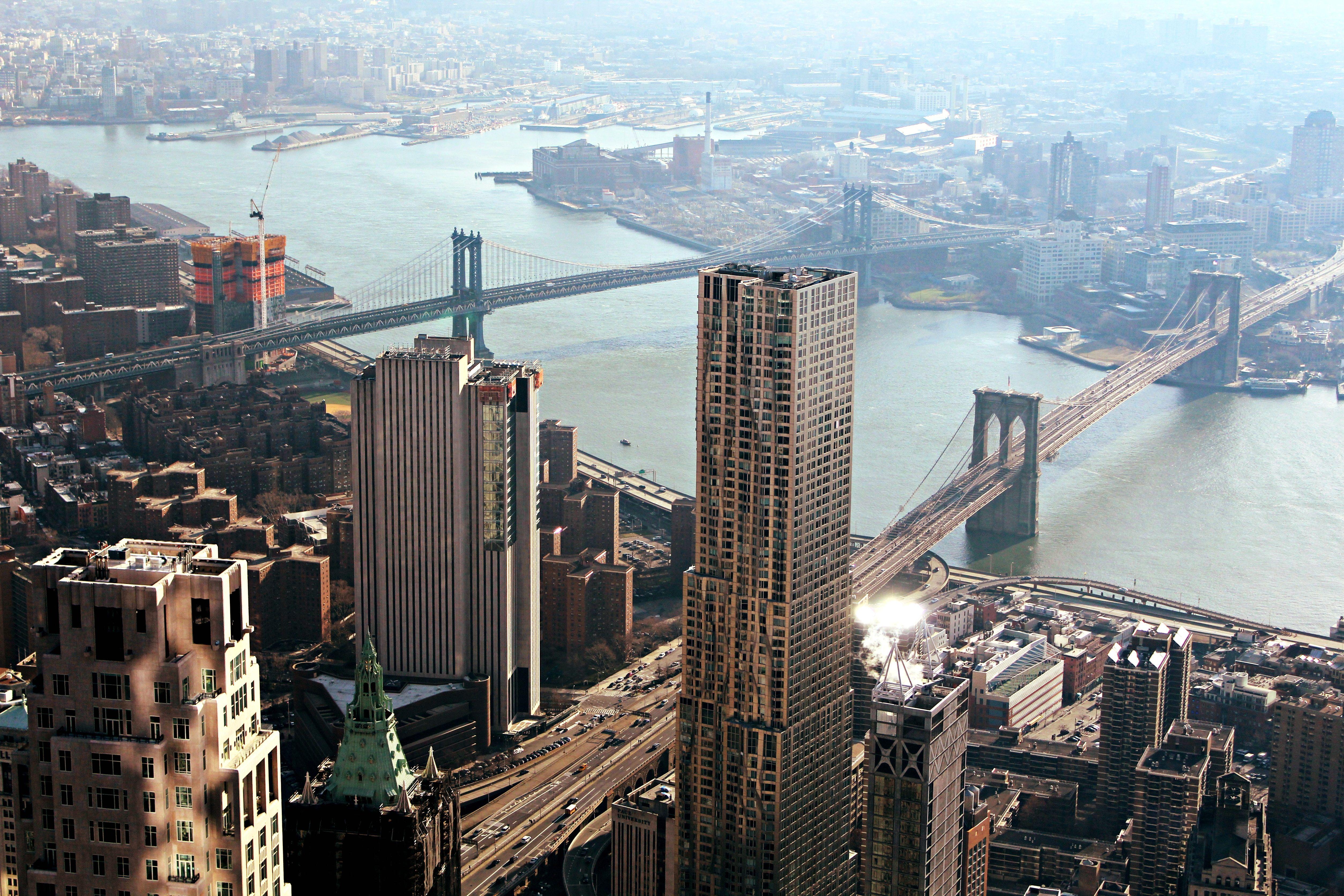 5016x3344 5016x3344 #incredible, #view, #architecture, #high, #freedom tower, #brooklyn bridge, #office, #skyscraper, #downtown, #haze, #cityscape, #skyline, #amazing, #manhattan bridge, #building, #Creative Commons image, #breathtaking, #tower
